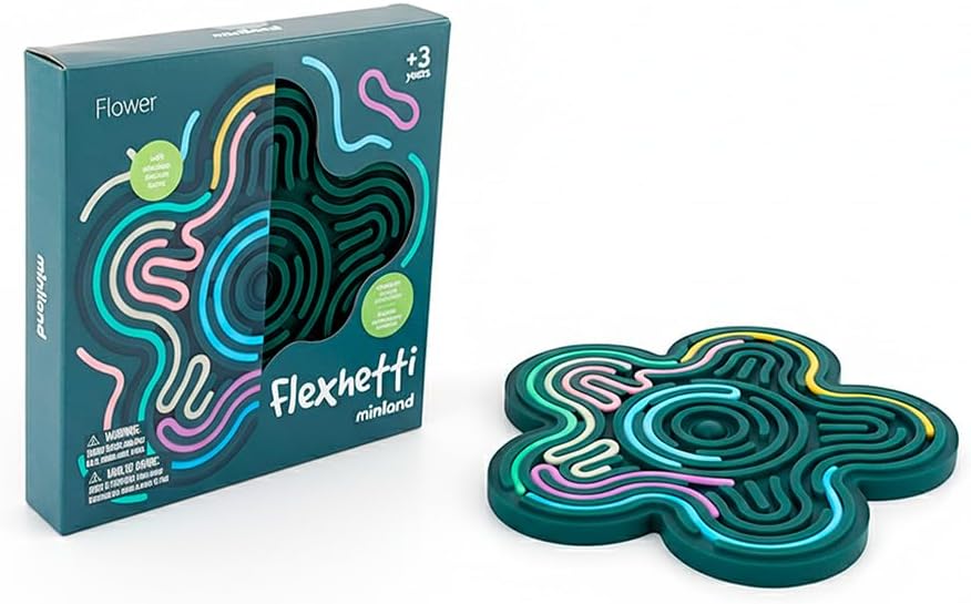 Miniland Juguete Sensorial Niños +3 Años, Panel Actividades Silicona Estilo Montessori, Fidget Toy, Juego Viaje Avión Niños Sin Pantallas, Concentración | Flexhetti Flower