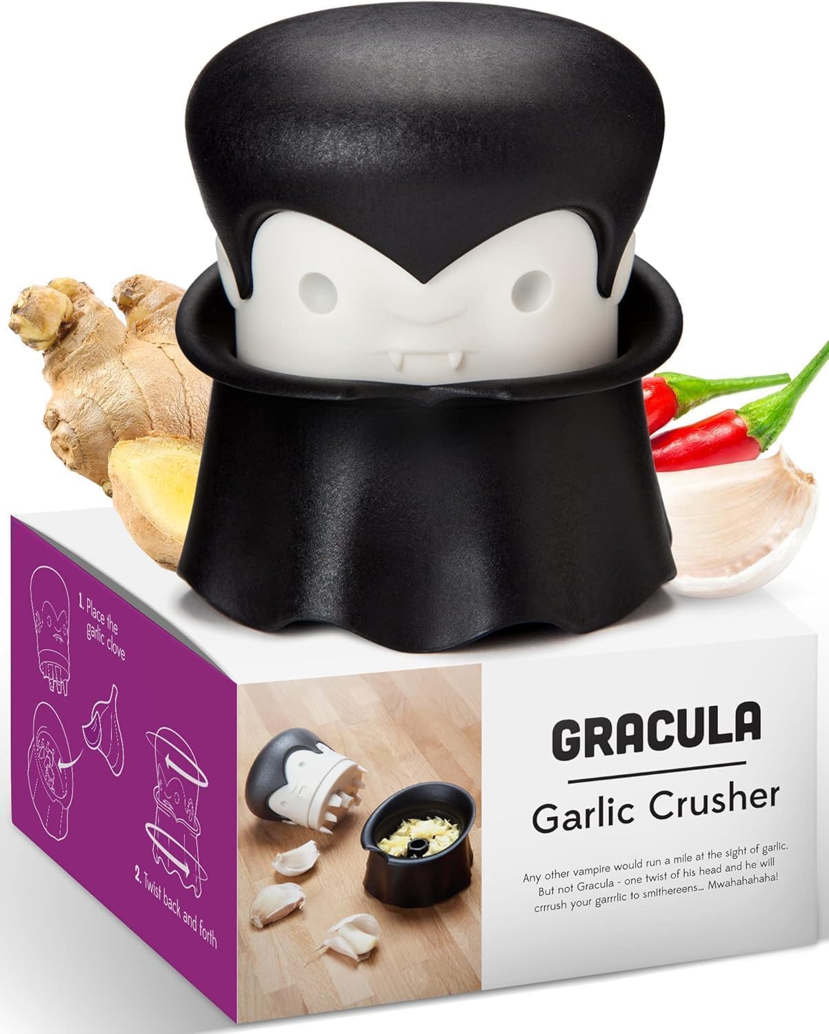 OTOTO Gracula Garlic Crusher - Prensa de Ajos con Diseño de Vampiro