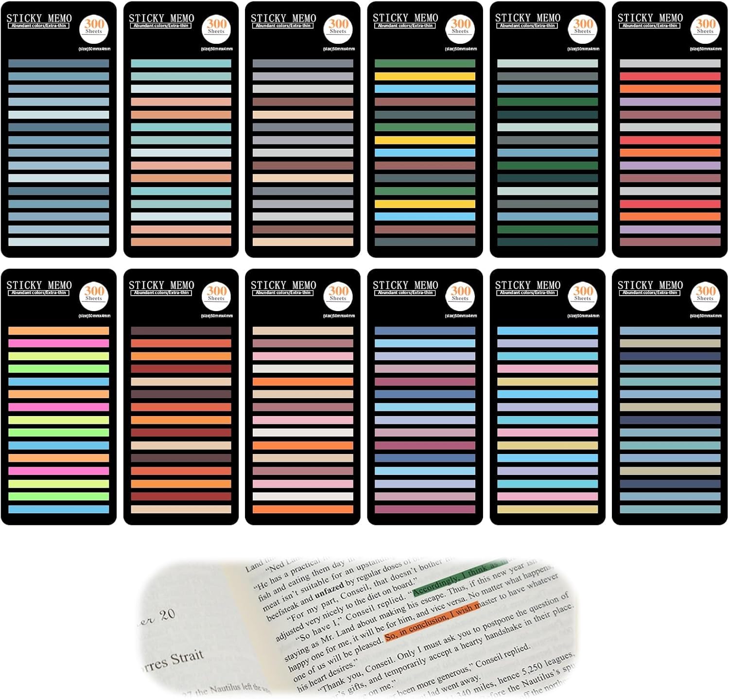 Marcadores Adhesivos para Clasificación y Búsqueda Rápidas 3600 Piezas (12 Blocs)