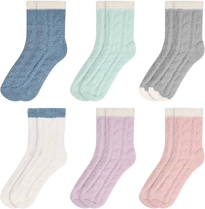 Cozlly 6 Pares Calcetines Mujer Termicos Invierno, Esponjosos, Elásticos y Suaves de Felpa
