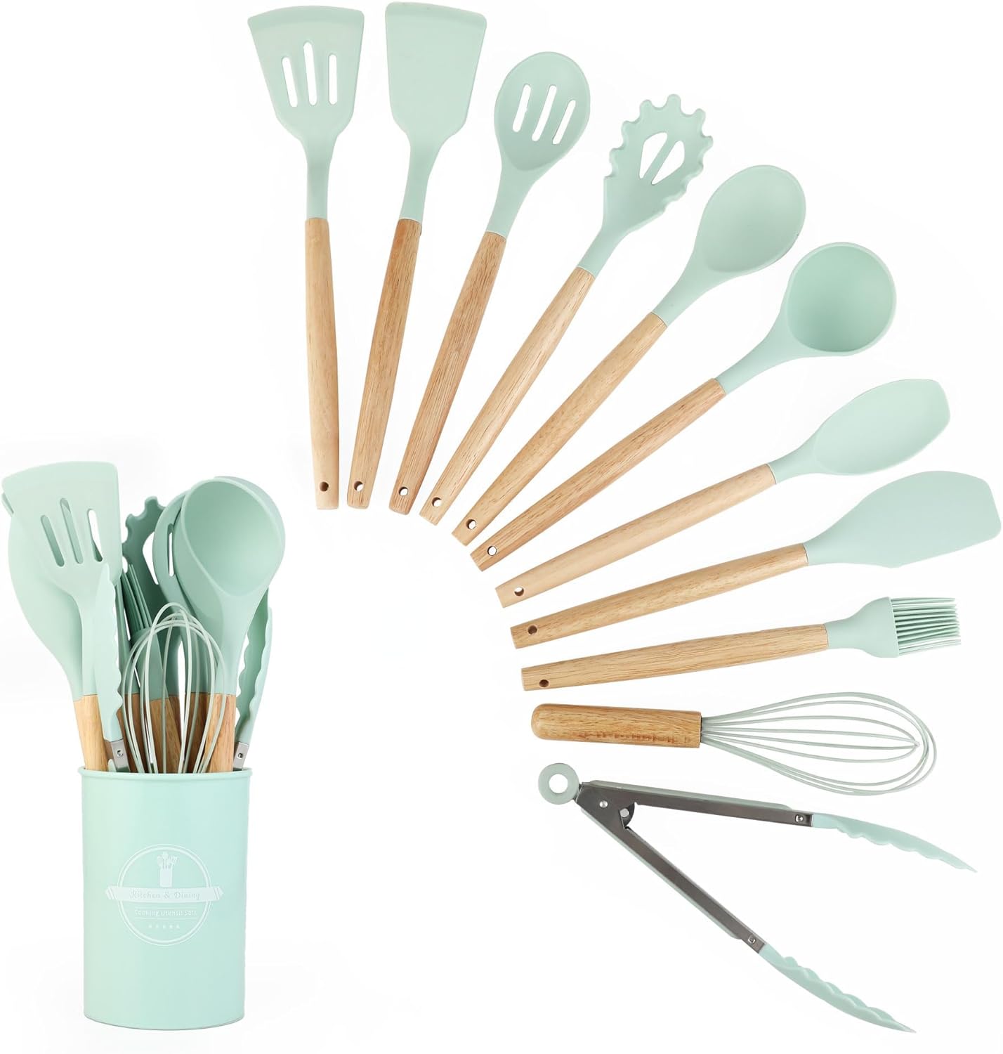 Wenrescry Juego de utensilios de cocina de silicona de 12 piezas