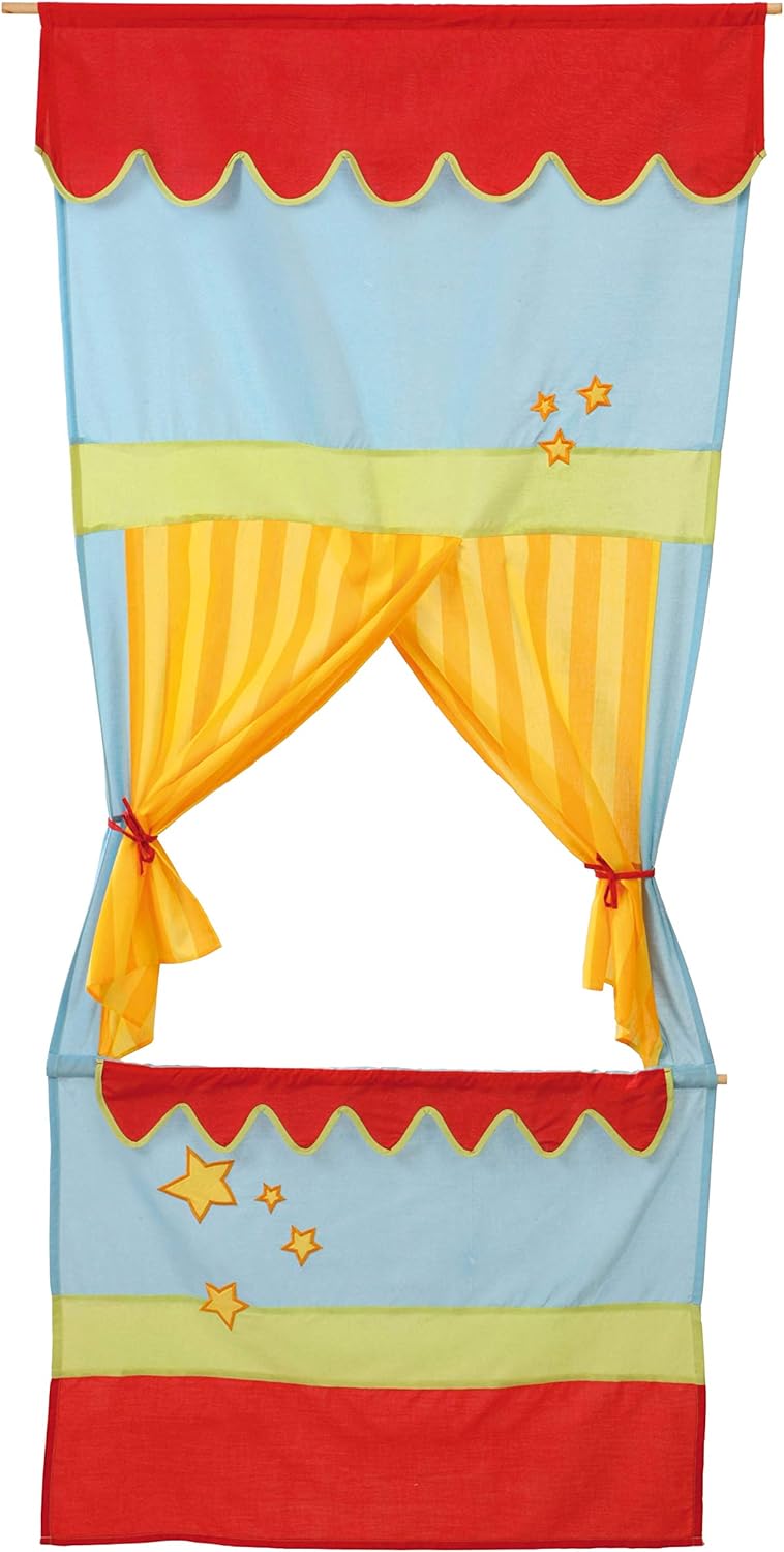 roba Teatro de Puerta de Tela Lavable - Teatrillo de Títeres para Colgar - Altura 173 cm - Multicolor