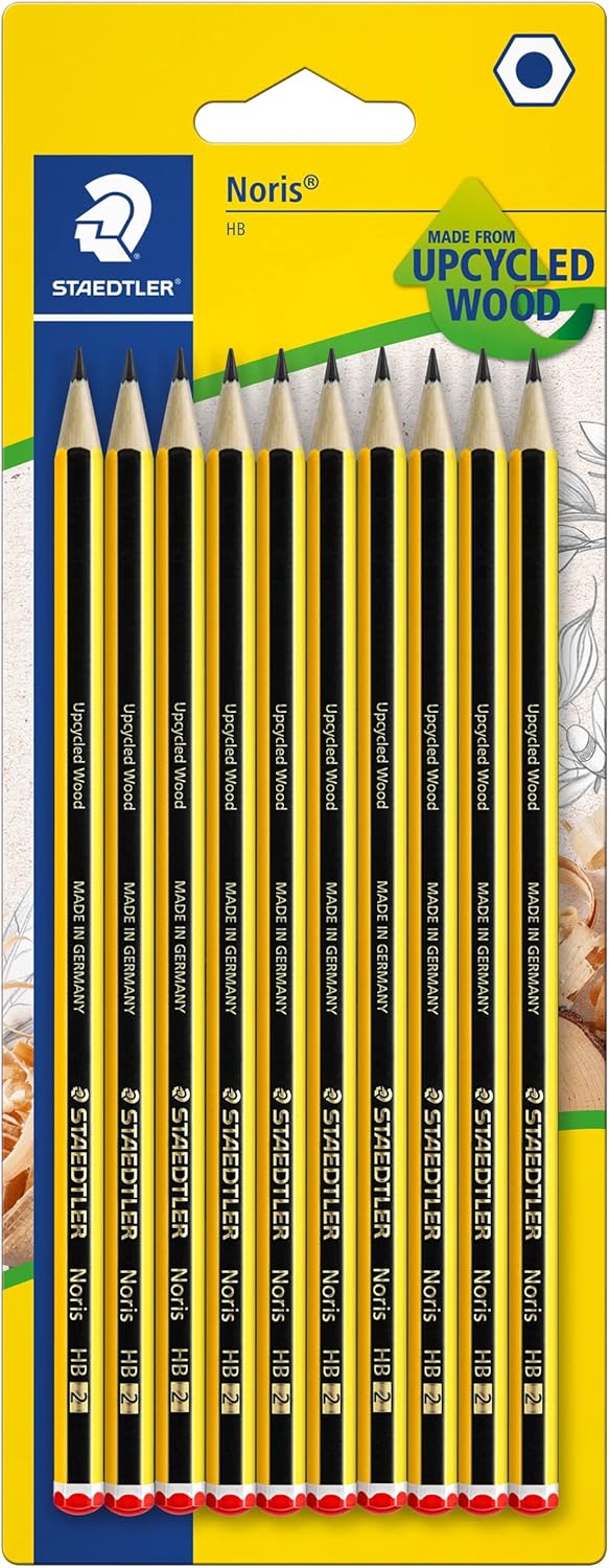 Staedtler Noris 120-2BK10D, Lápices de madera certificada, Color Negro, 10 Unidades