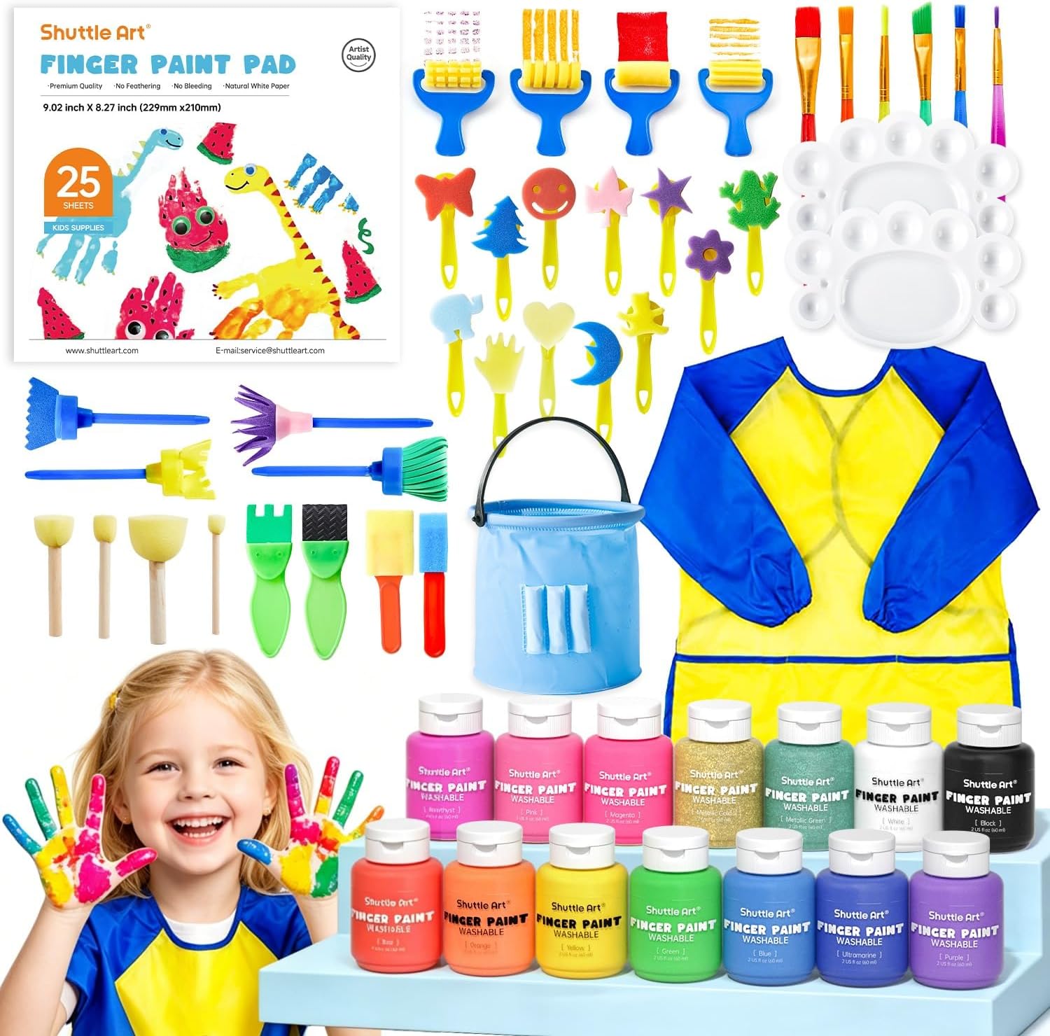 Shuttle Art 53 PCS Kit Pintura de Dedos para Niños 14 Colores