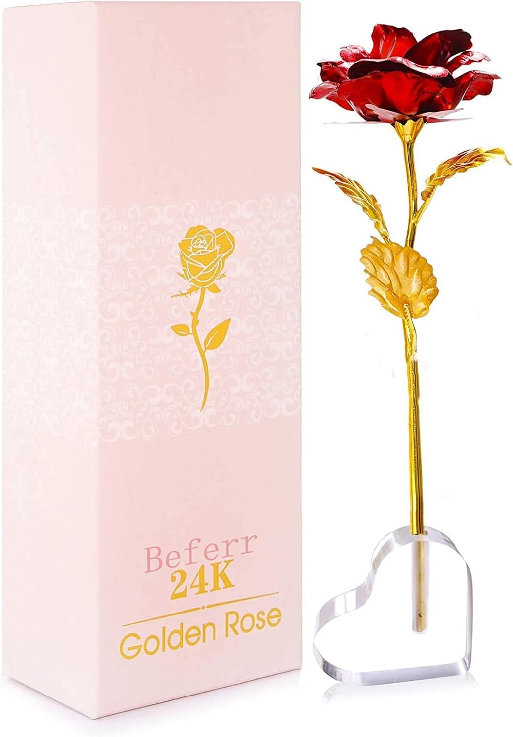 PIQIUQIU Rosas de plástico con Base, Regalo de Flores Artificiales para Mujer Novia Esposa Madre Hija en San Valentín, Día de la Madre