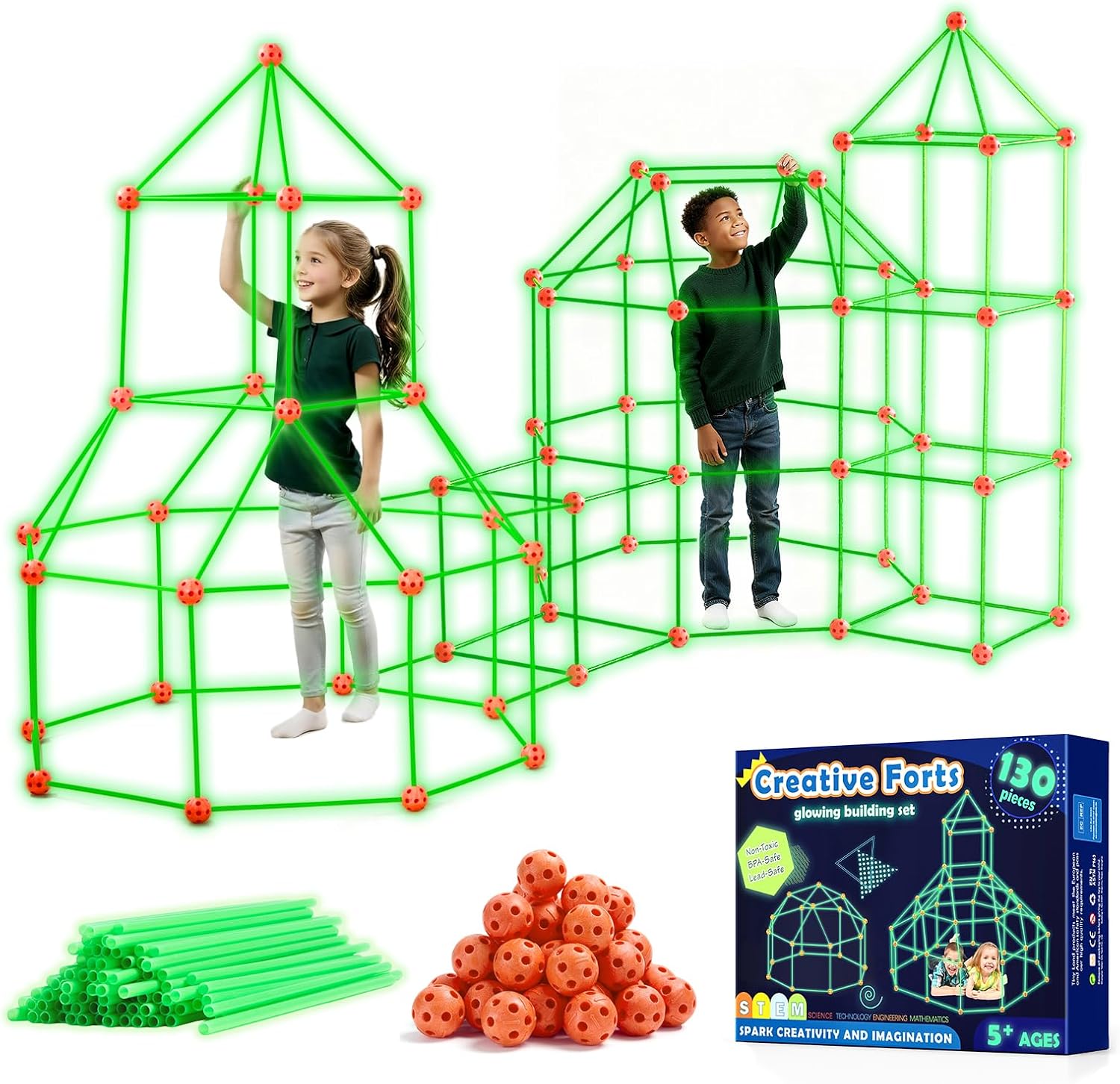 Tiny Land 130 Piezas Kit Construcción Fuertes - Brillan en La Oscuridad