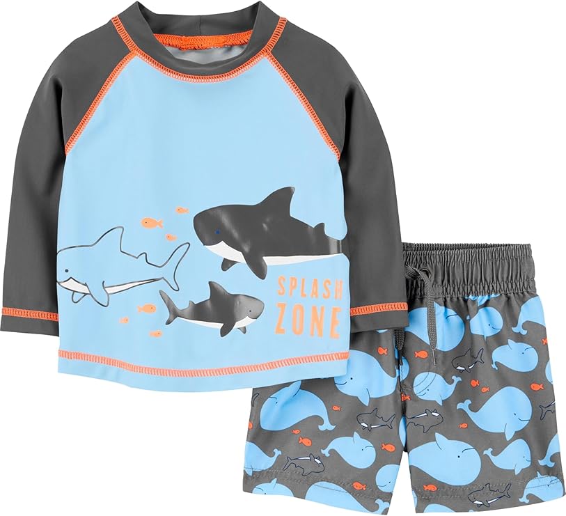Simple Joys by Carter's Swimsuit Trunk and Rashguard Set Juego de protección de Sarpullido Bebé-Niños