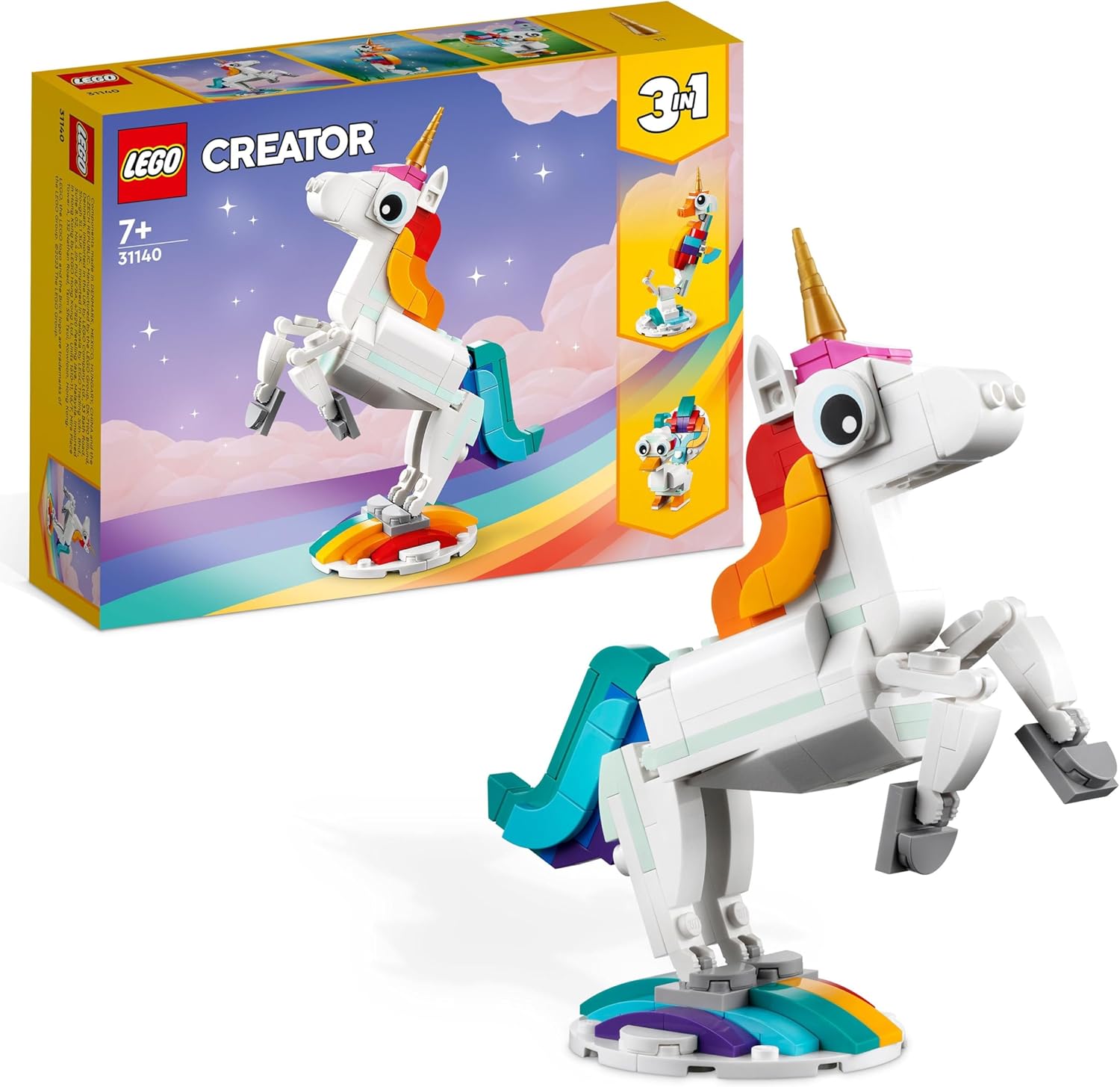 LEGO Creator 3 en 1 Unicornio Mágico de Juguete