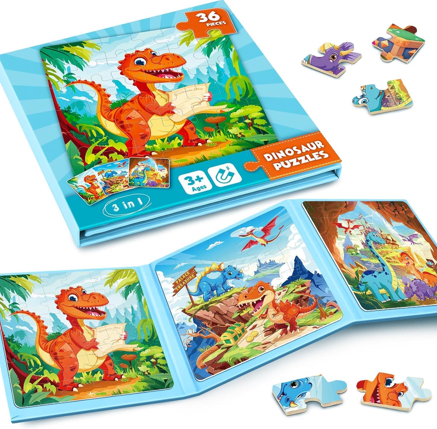 Puzzle Magnético De Dinosaurio para Niños, Rompecabezas de 36 Piezas