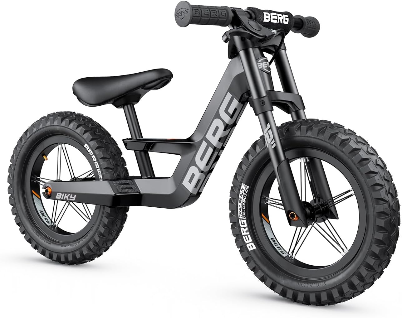 BERG Bicicleta sin Pedales Biky | 2,5-5 años, 12 pulgadas, con freno de mano, cuadro ligero de magnesio, ruedas hinchables