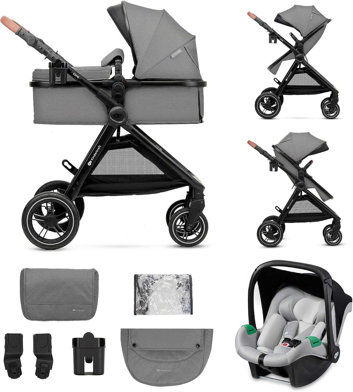 Kinderkraft ESME Carrito bebé 3 en 1 Set con Portabebés Mink PRO I-Size