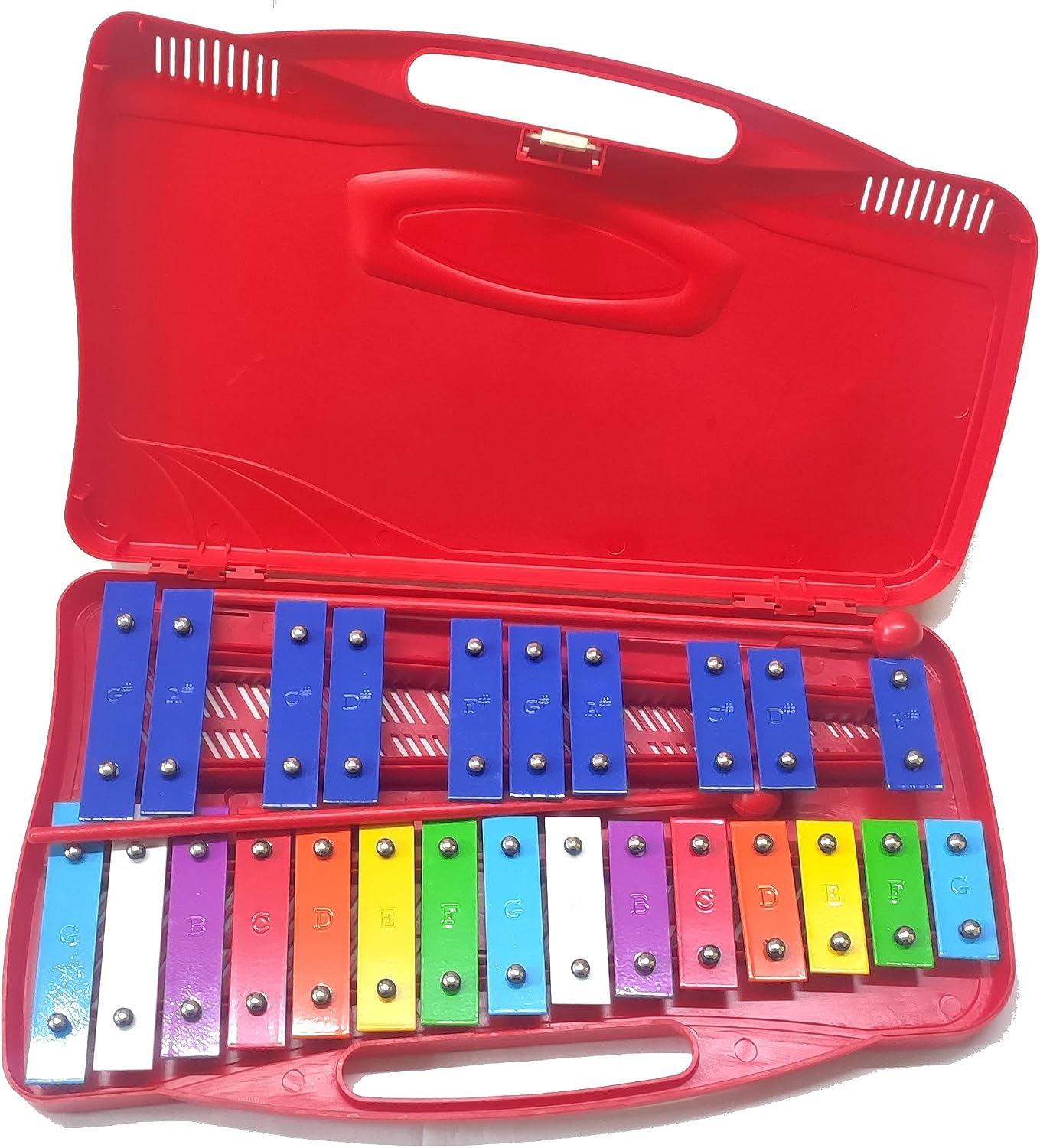 Alysée - MT25-CR-RD - Metalófono infantil 25 notas de colores - estuche rojo
