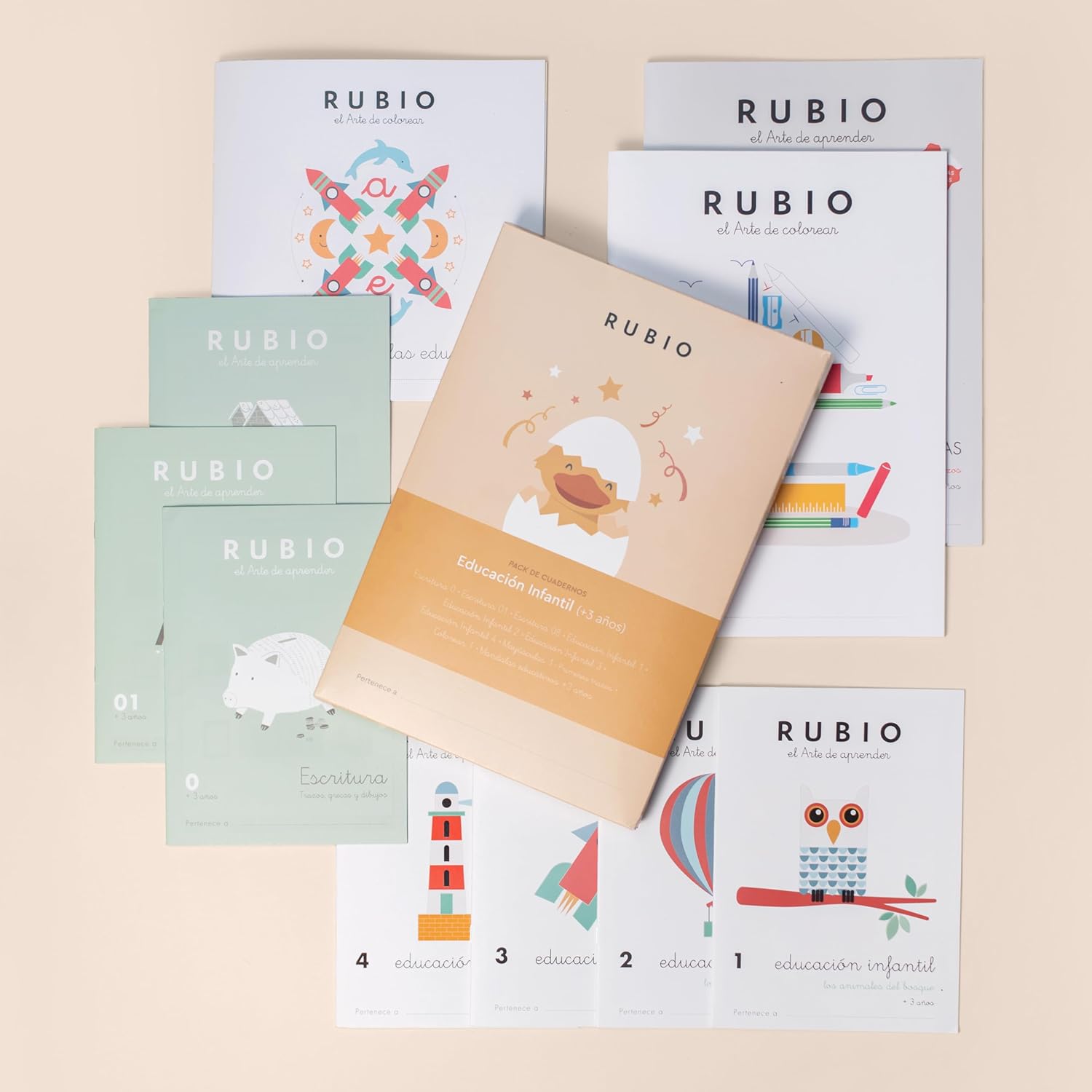 Pack Rubio Educación Infantil +3 años. Contiene 10 cuadernos.