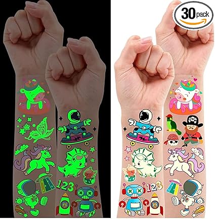 Leesgel 30 Hojas Tatuajes Temporales Niños Luminoso