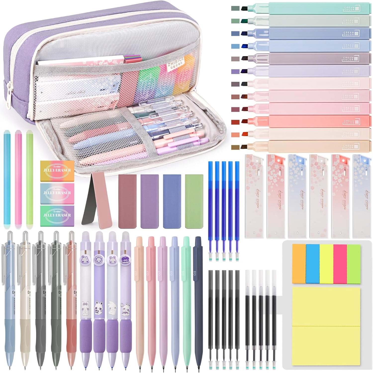 DazSpirit 61 Piezas Material Escolar Estético con Estuche Grande