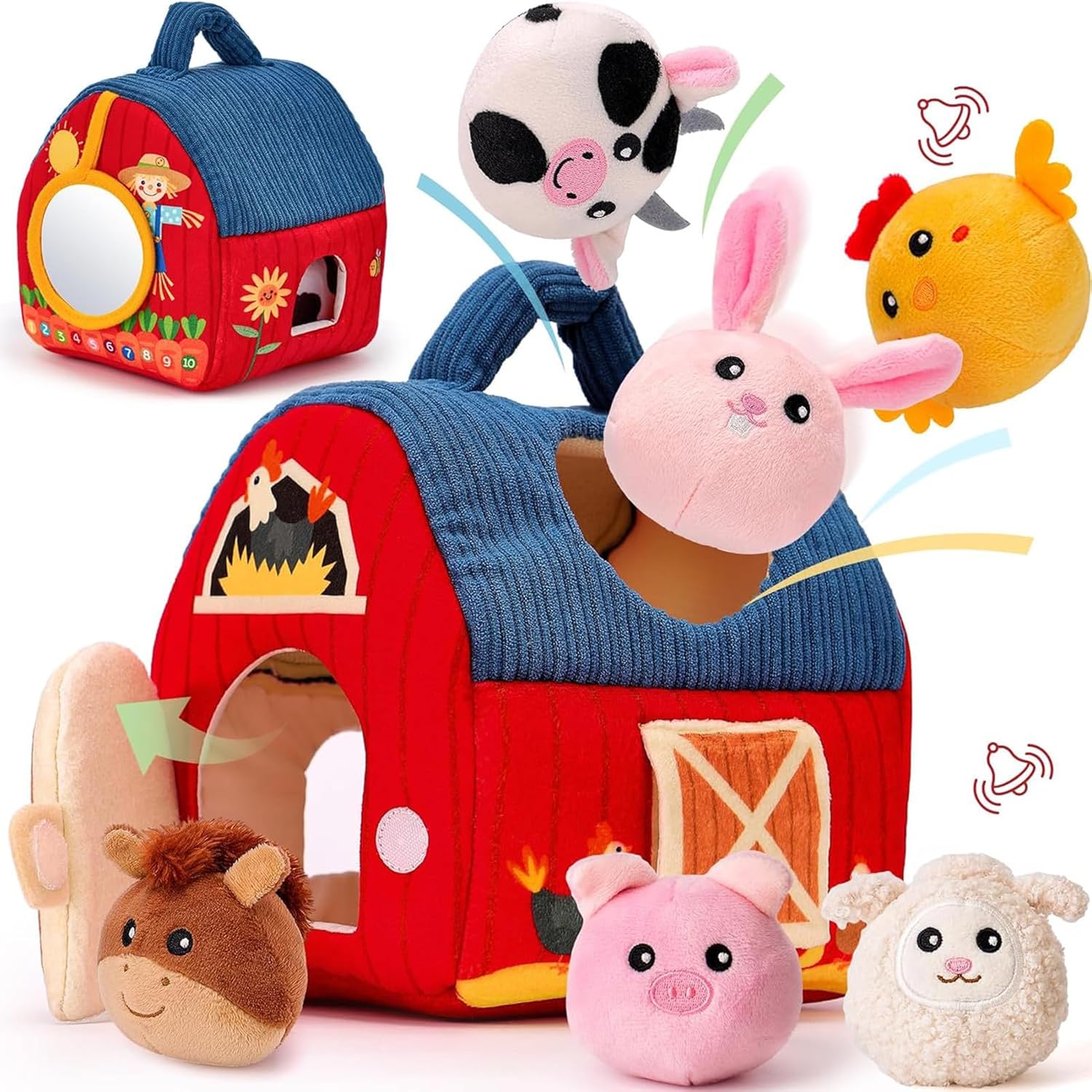hahaland Juguetes Bebes 6-12 Meses - Granja Granero con 6 Animales de Peluche