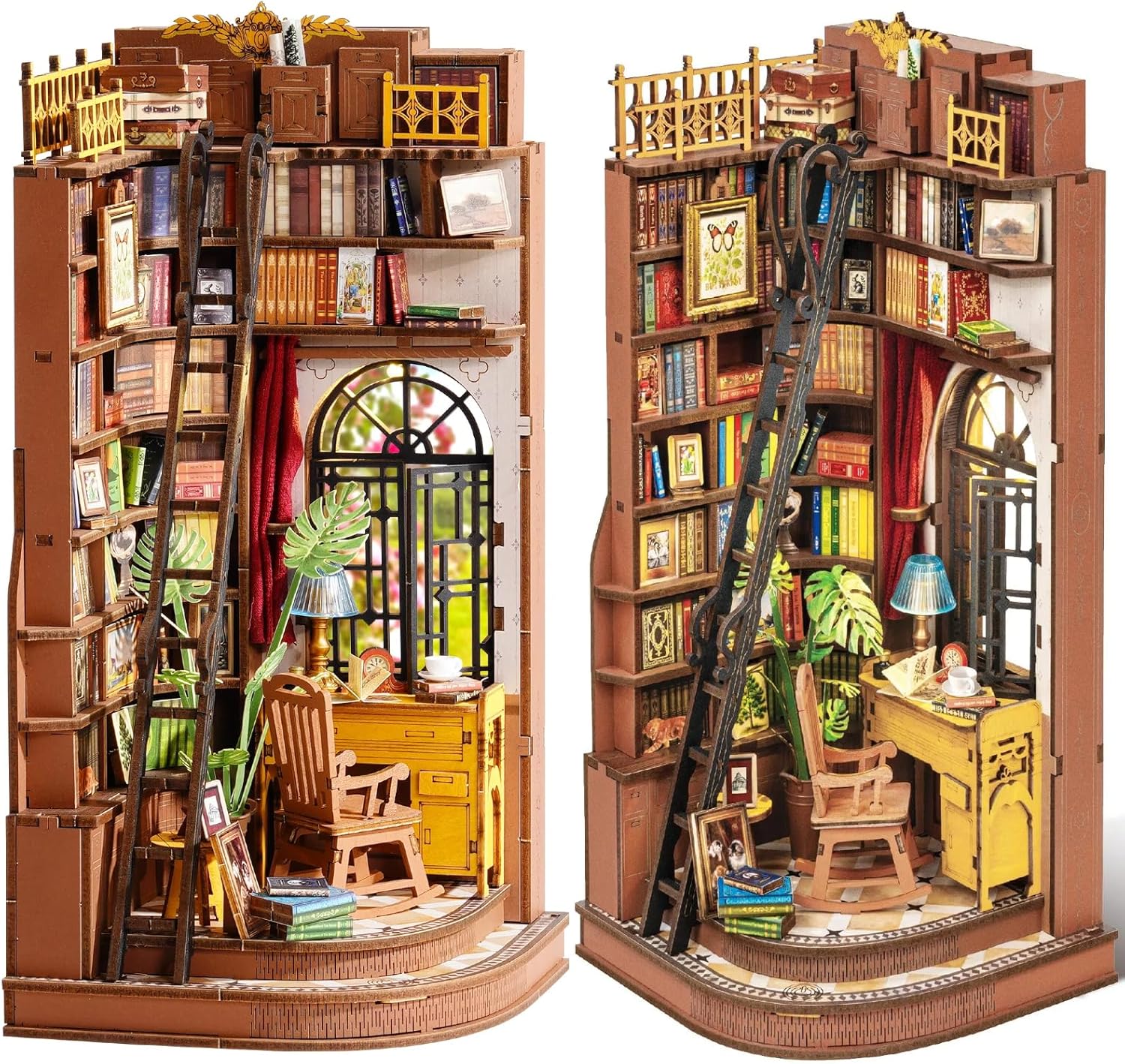 Rolife Book Nook Kit Casas Miniaturas Silent Corner Study Puzzle Madera 3D con Luces