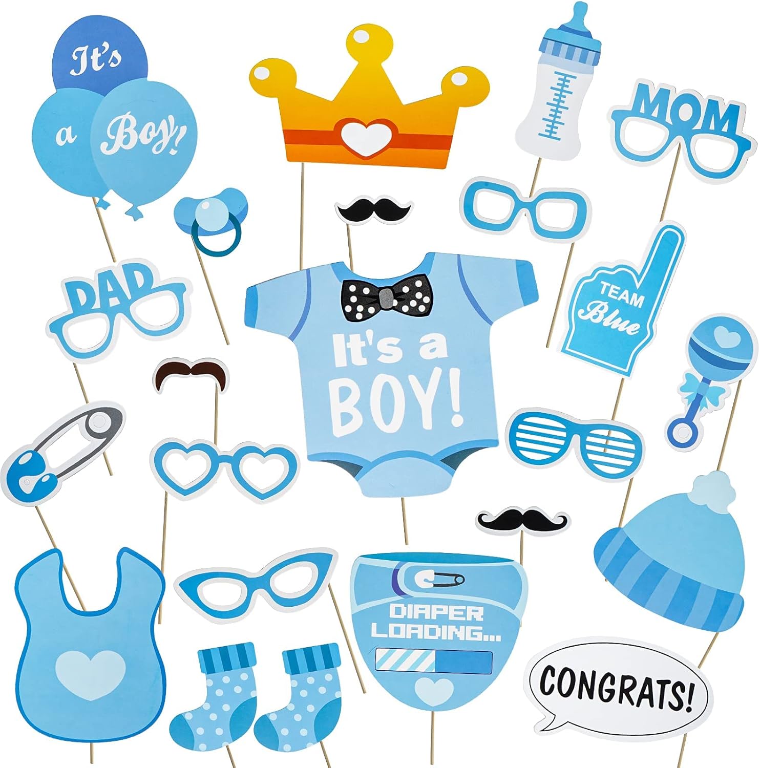 AIBAOBAO 23pcs Niño Bebé Fotomatón Baby Shower