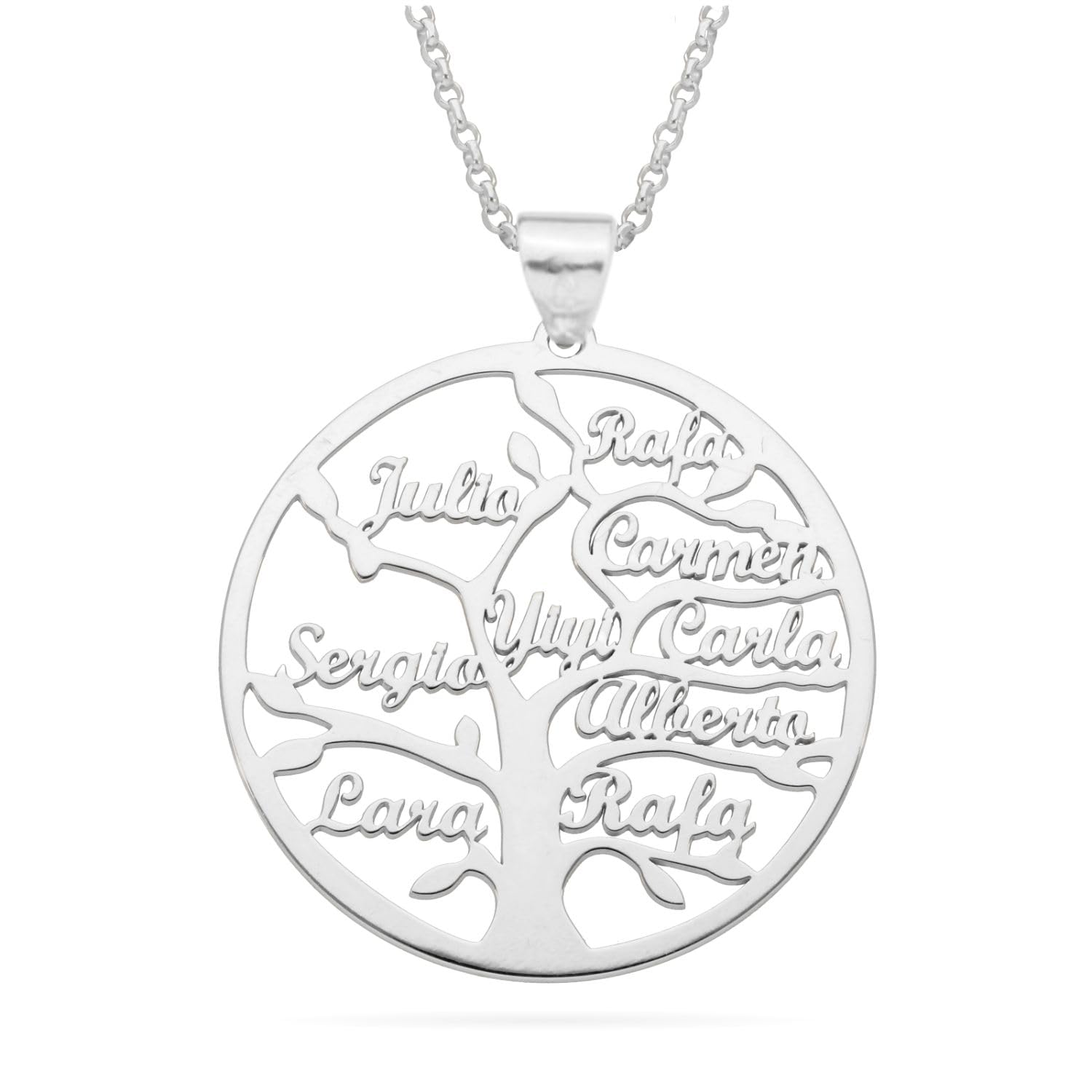 Collar Árbol de la Vida para Mujer Plata de Ley con Nombres Personalizados