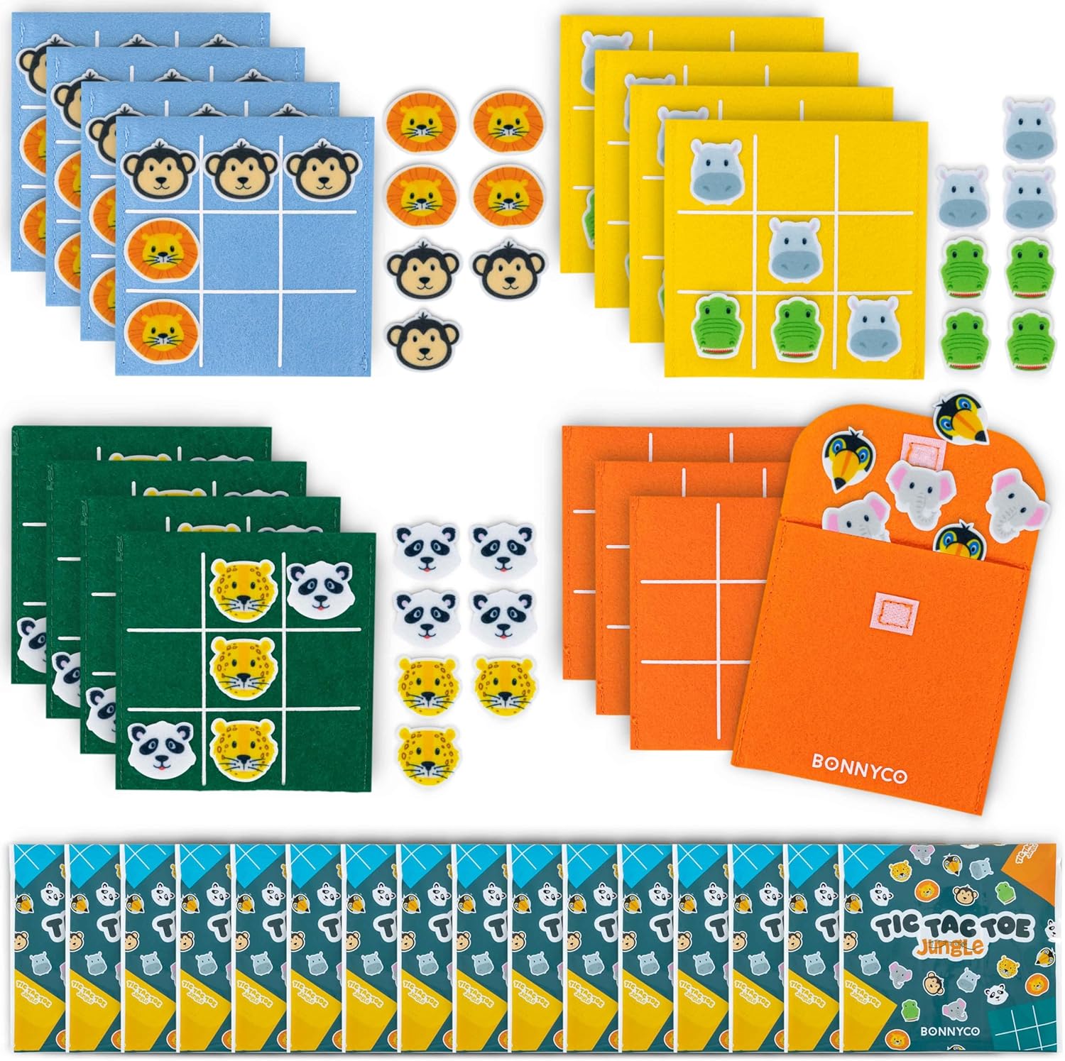 BONNYCO Tres en Raya Niños de Animales, Pack 16 Regalos Cumpleaños