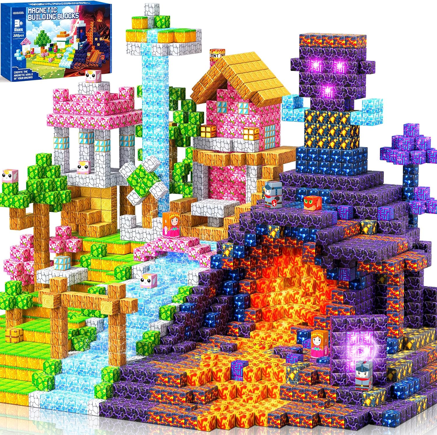 COOLJOYA Bloques Magneticos Construccion Niños 300 Piezas Magneticas