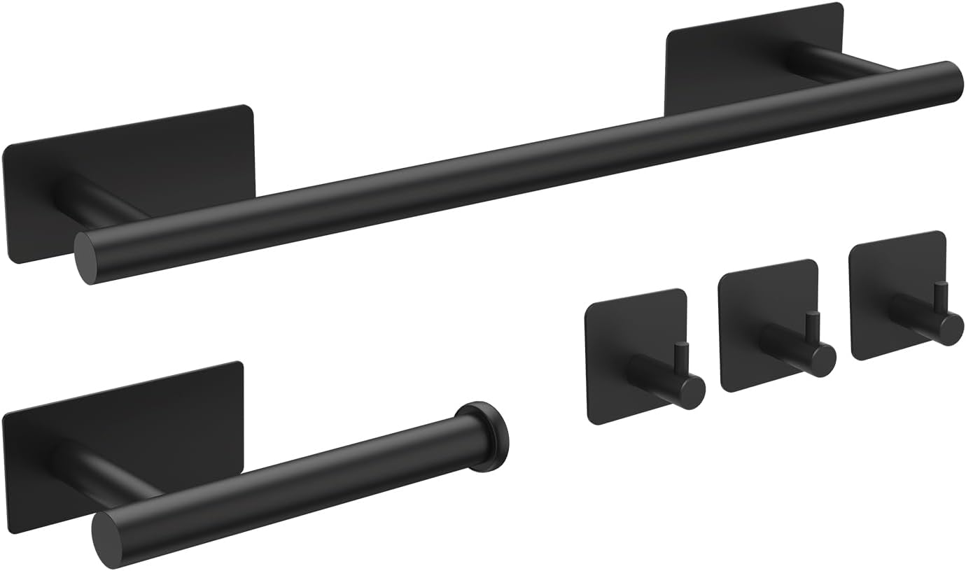 Ibergrif M34452B Juego de Toallero de Baño Acero Inoxidable Negro