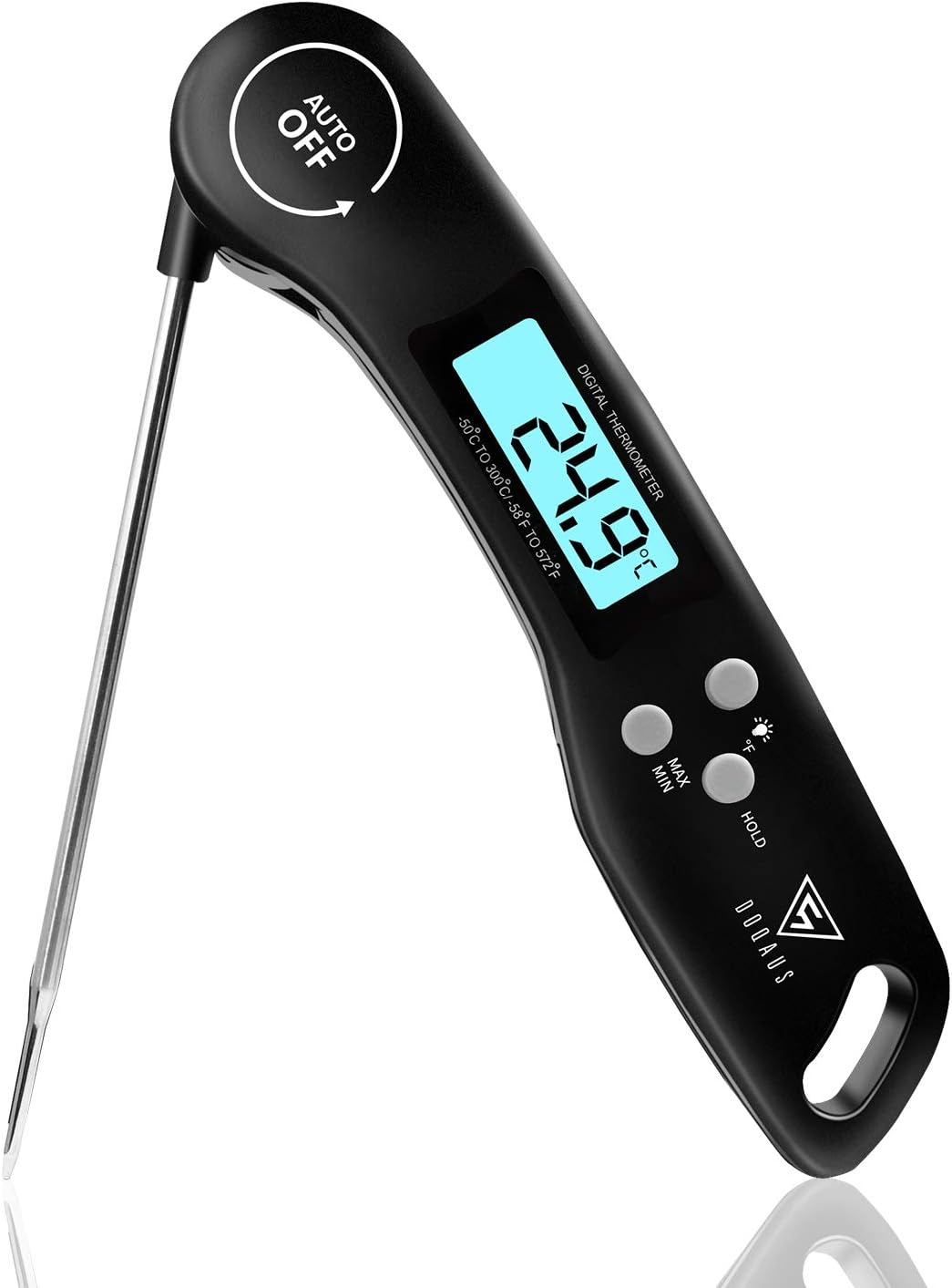 DOQAUS Termómetro Cocina de Lectura instantánea de 3s Digital con Sonda larga Negro