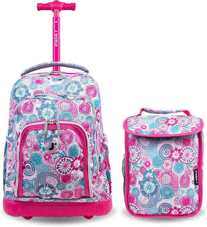J World New York Mochila Lollipop Kids con Ruedas y Bolsa de Almuerzo
