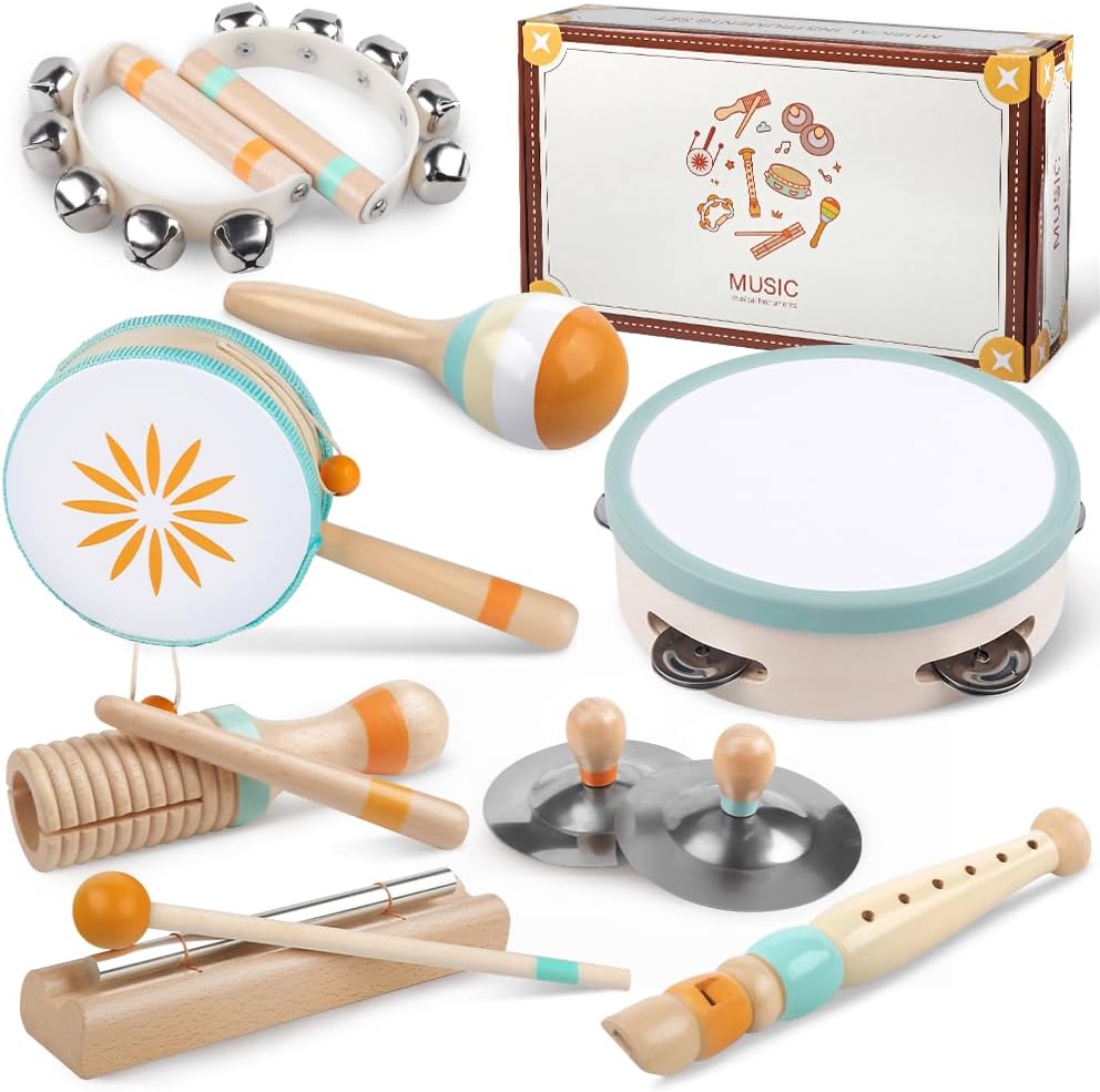 Instrumentos Musicales para Bebés - Juguetes de Madera Montessori para Niños de 1 a 3 Años (8 en 1)