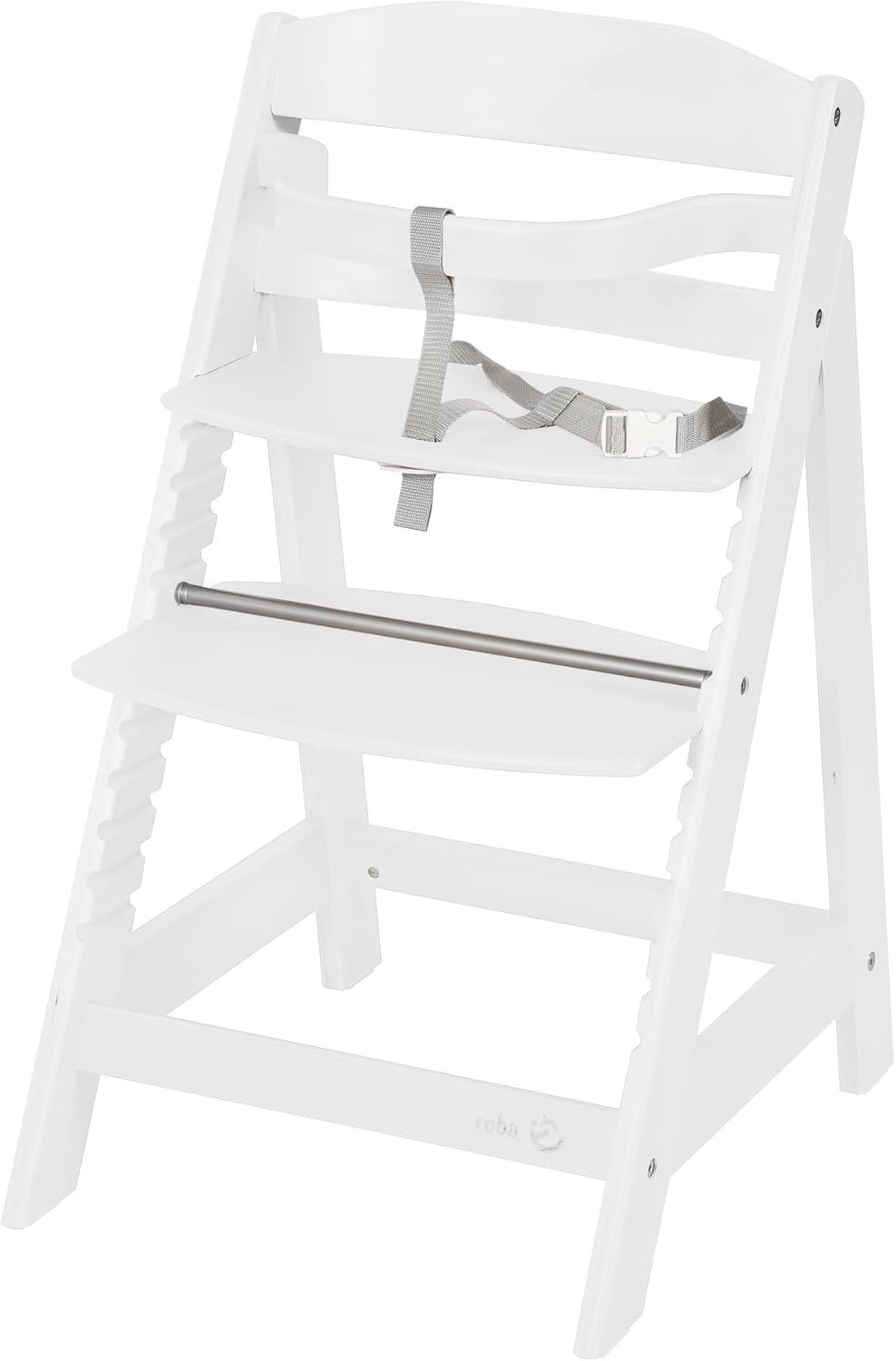 roba Trona Evolutiva de Madera Blanca Sit Up III - Altura Ajustable - de 6 Meses - Soporta 70 kg - Silla Resistente para Bebés con Barra de Seguridad