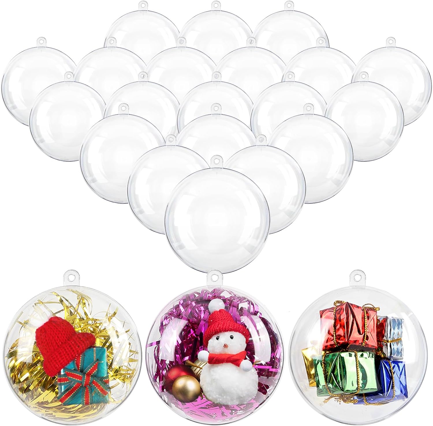 Uten 20 x Bolas de Navidad Forma Redonda Acrílico Transparente 8CM