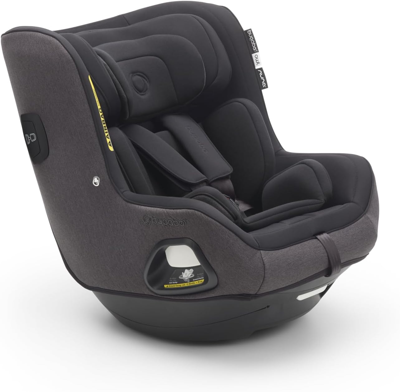 Bugaboo Owl by Nuna Silla de coche, desde el nacimiento hasta los 4 Años, 0-18 kg, Rotación 360 grados, Orientación Trasera y Delantera, Grupo 0+/1, Confort y Seguridad, Negra