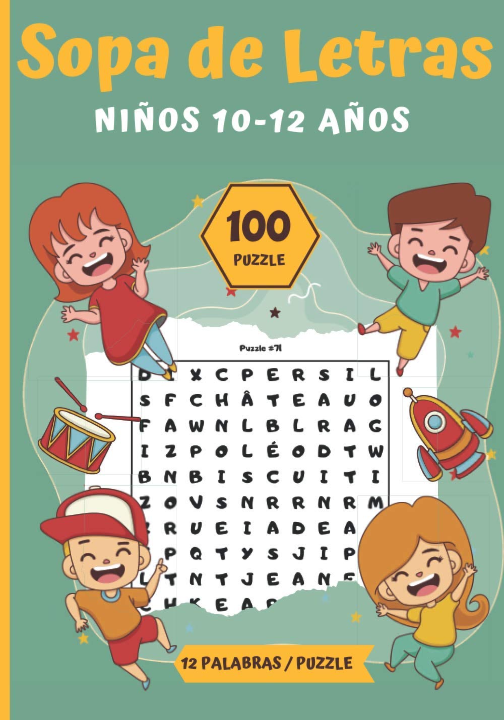 Sopa de Letras Niños 10-12 años: Pasatiempos para niños - juegos de letras educativos