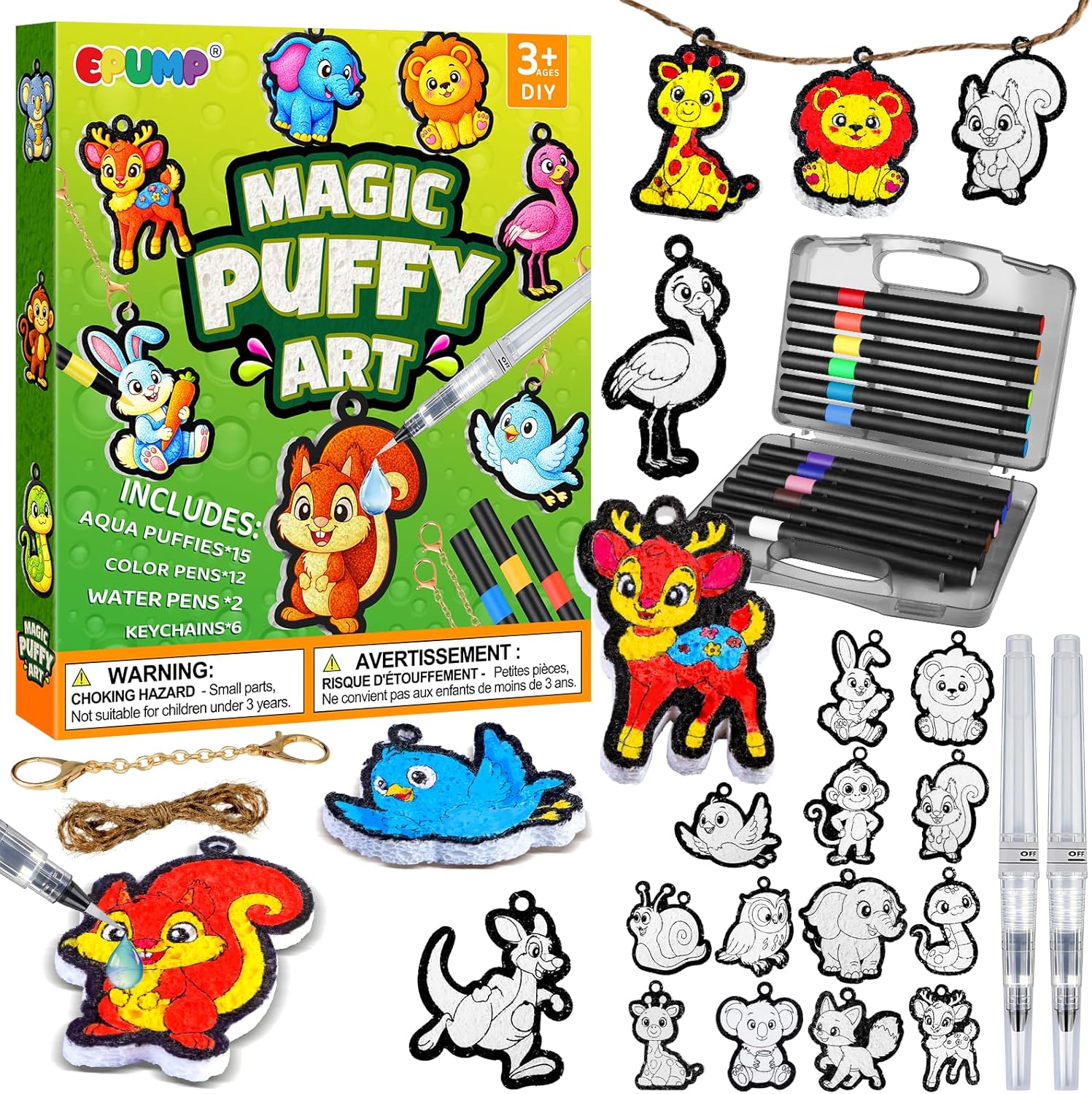 EPUMP 15 Piezas Magic Puffy Paint Kit de Manualidades de Arte Animales para Niños