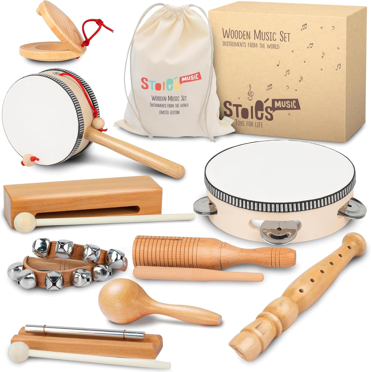 Set de Instrumentos Musicales de Madera Stoie's para Niños de 1-9 Años