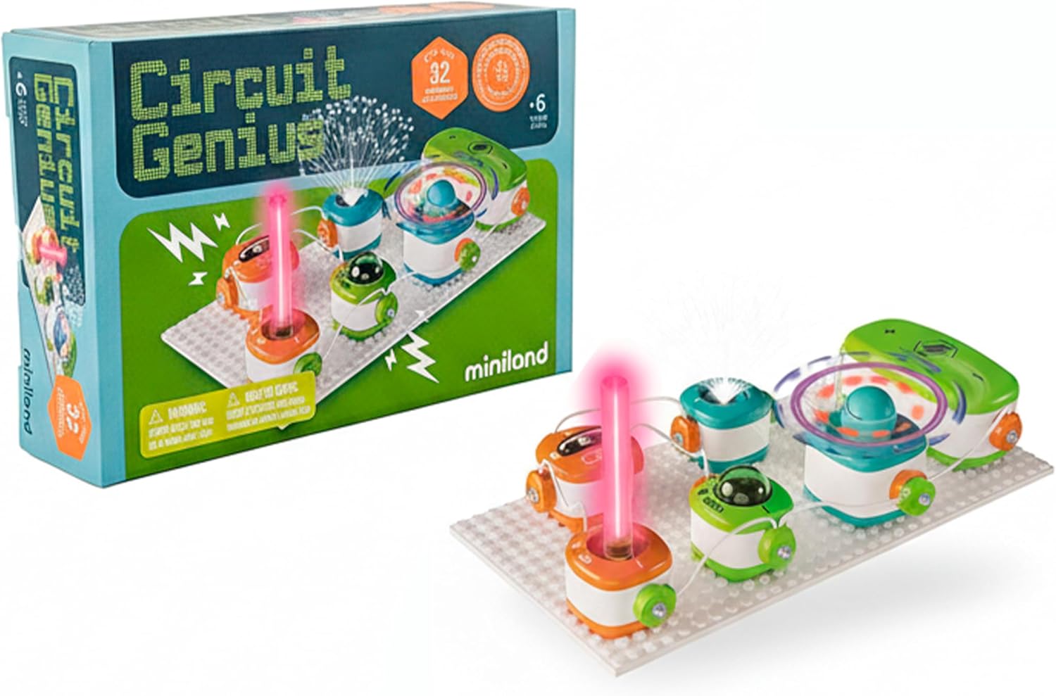 Miniland Kit de 32 Experimentos Eléctricos para Niños 6 Años Circuit Genius
