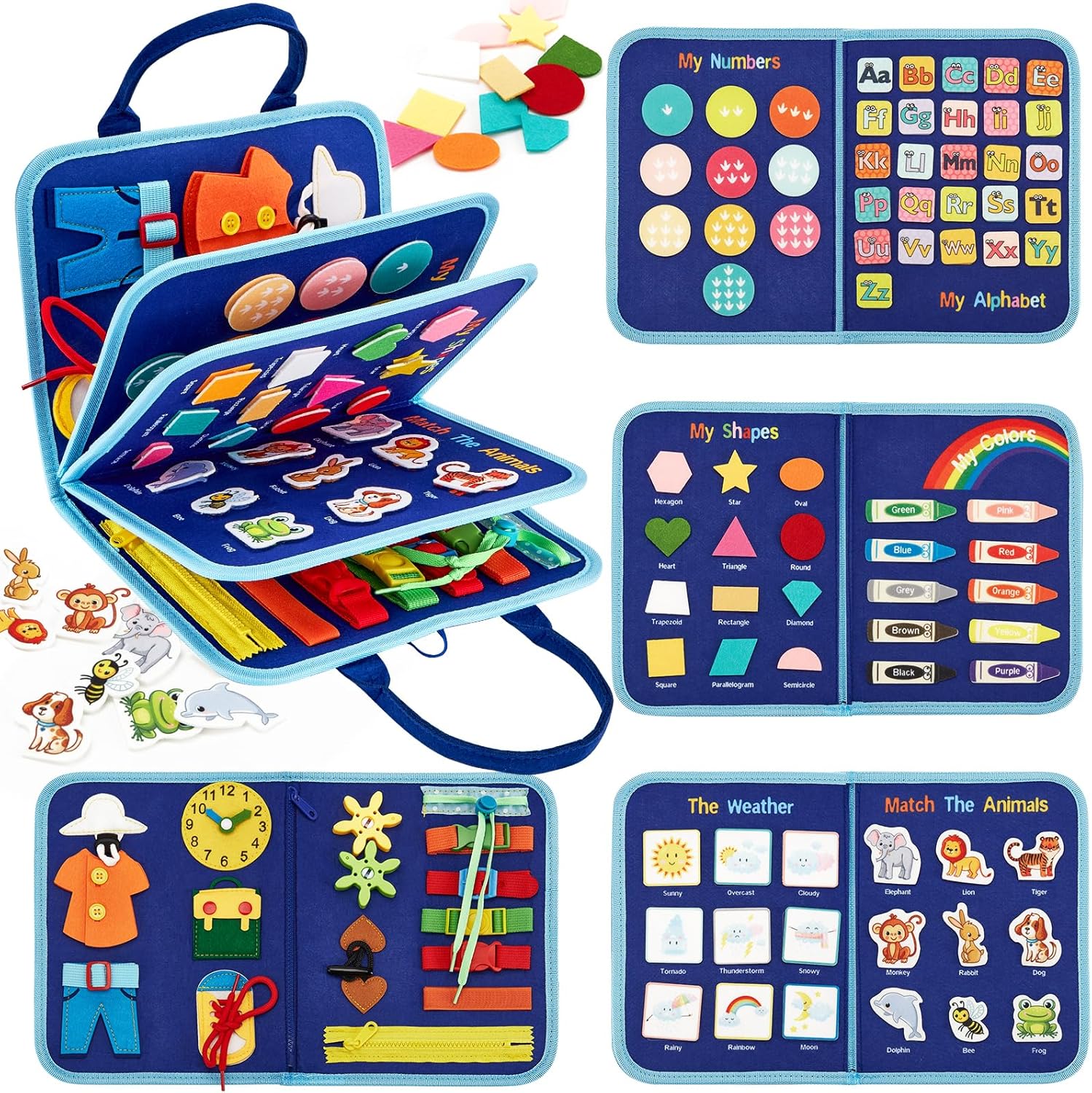 hahaland Busy Board Montessori 2 años - Libro Montessori Maletin Paneles Sensoriales Tablero Busy Book
