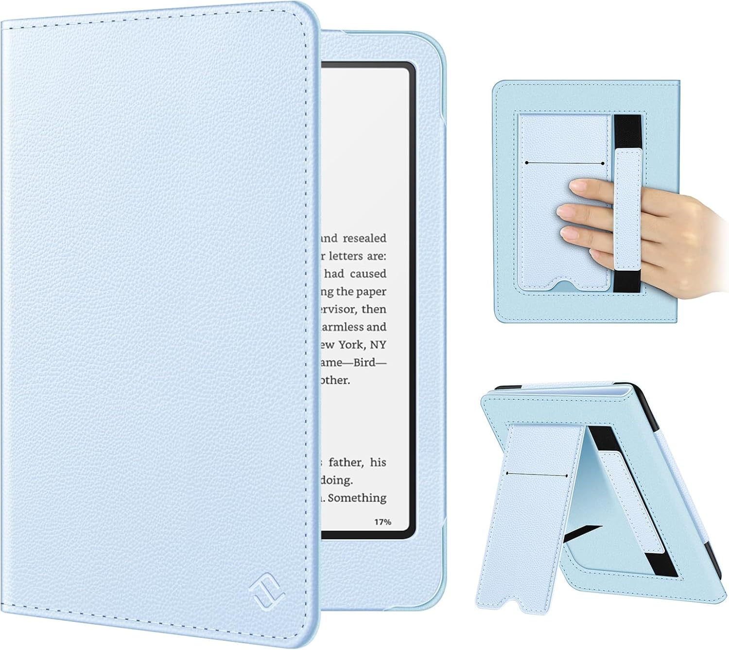 Fintie Funda para Kindle Paperwhite 7" (12ª Generación 2024) - Funda Plegable de Piel Sintética Azul Claro