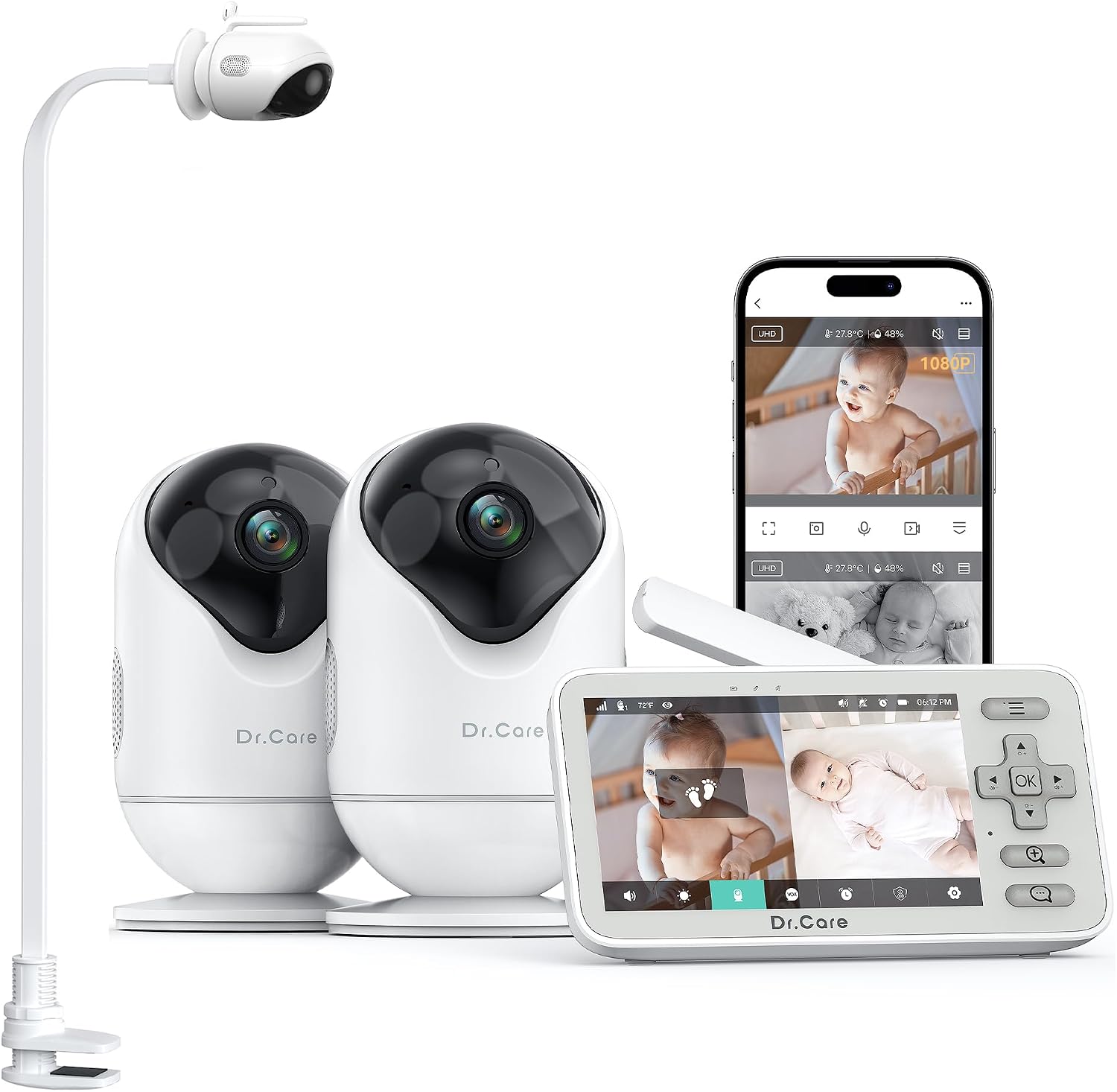 Dr.Care VistaView Lite Cámara vigilancia Bebé WiFi 4" 720P Pantalla Dividida & Cámara 1080P