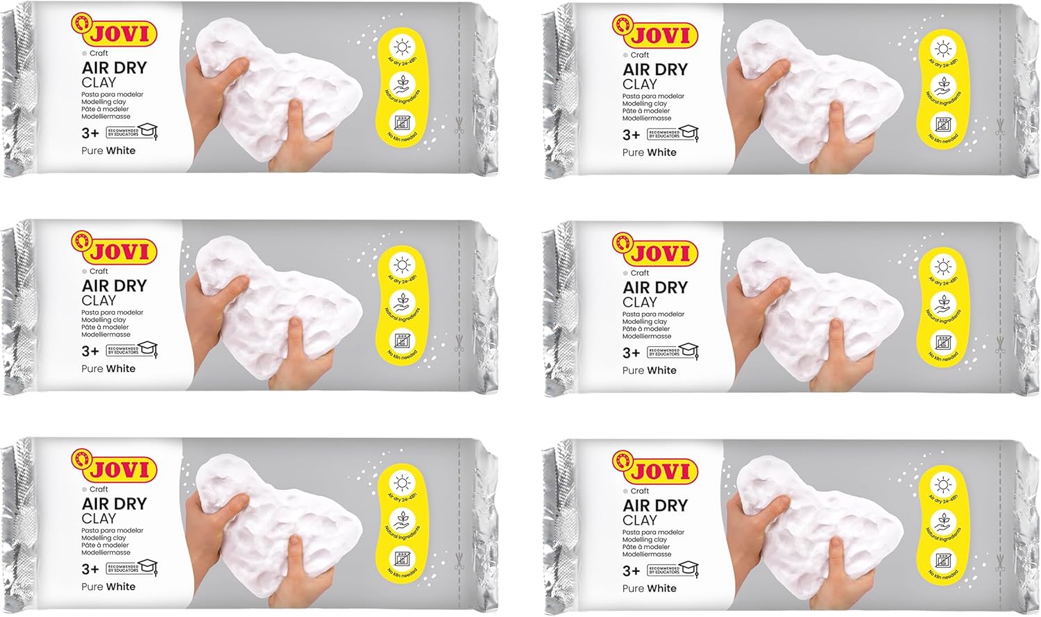 Jovi - Pasta para modelar Air Dry blanca, 6 x 500 g