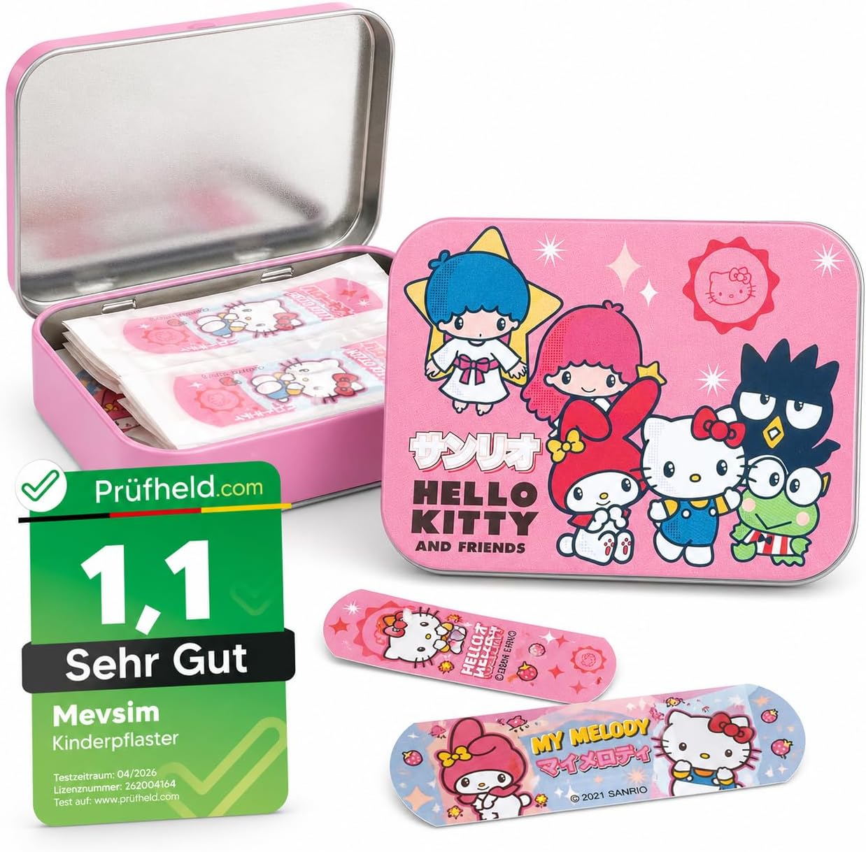 Friends Tiritas infantiles con licencia - Caja metálica - 24 tiritas Hello Kitty
