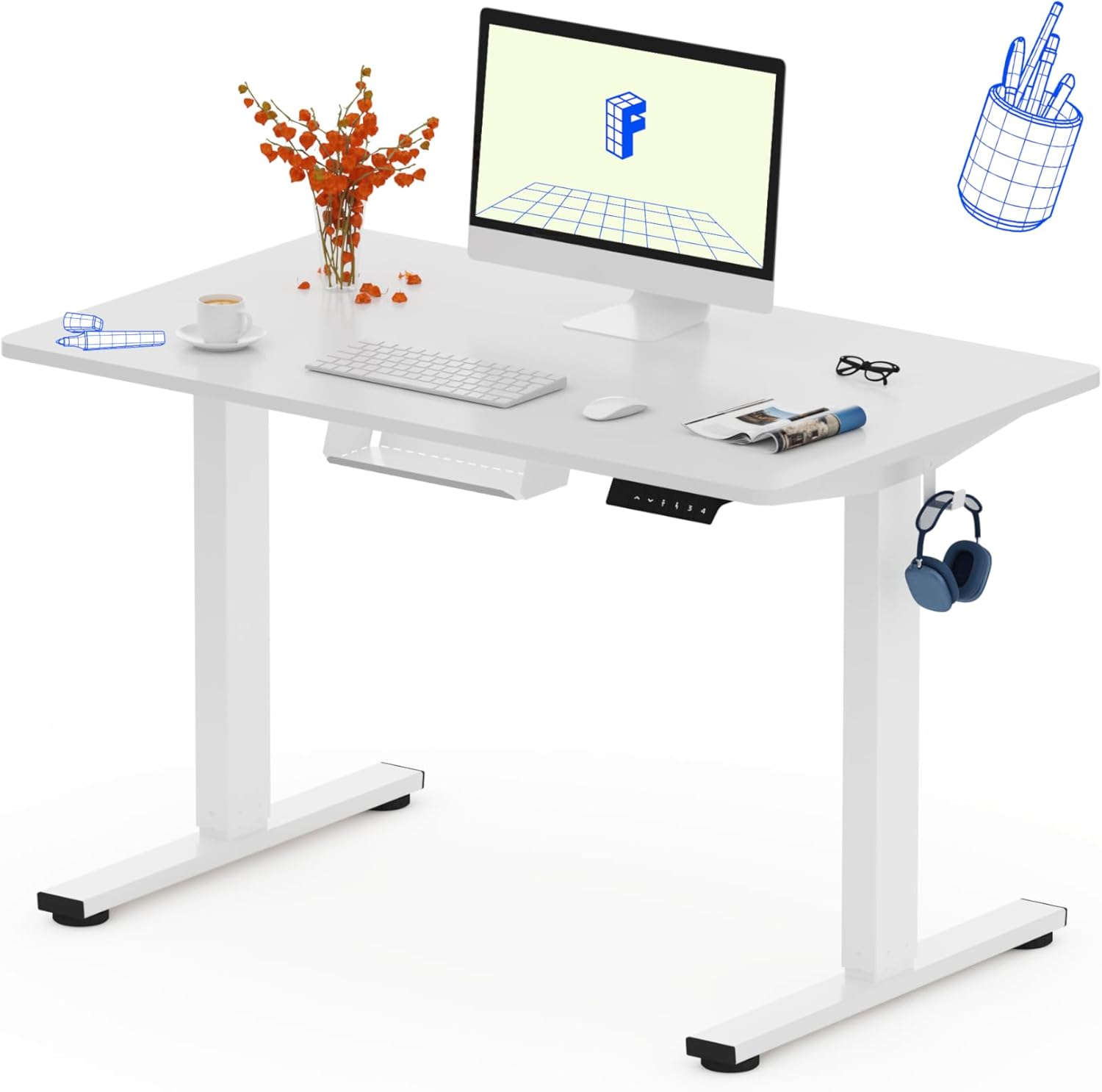 FLEXISPOT 100X60cm Escritorio Elevable Eléctrico con Tablero Entero Standing Desk