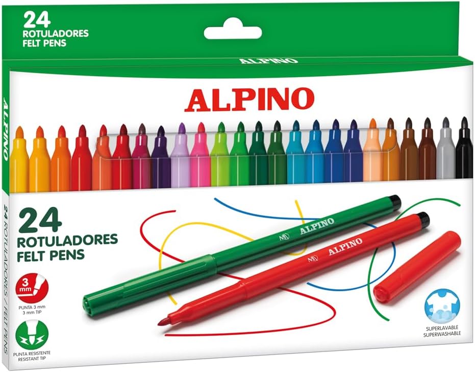 Alpino 24 Rotuladores de Colores Brillantes