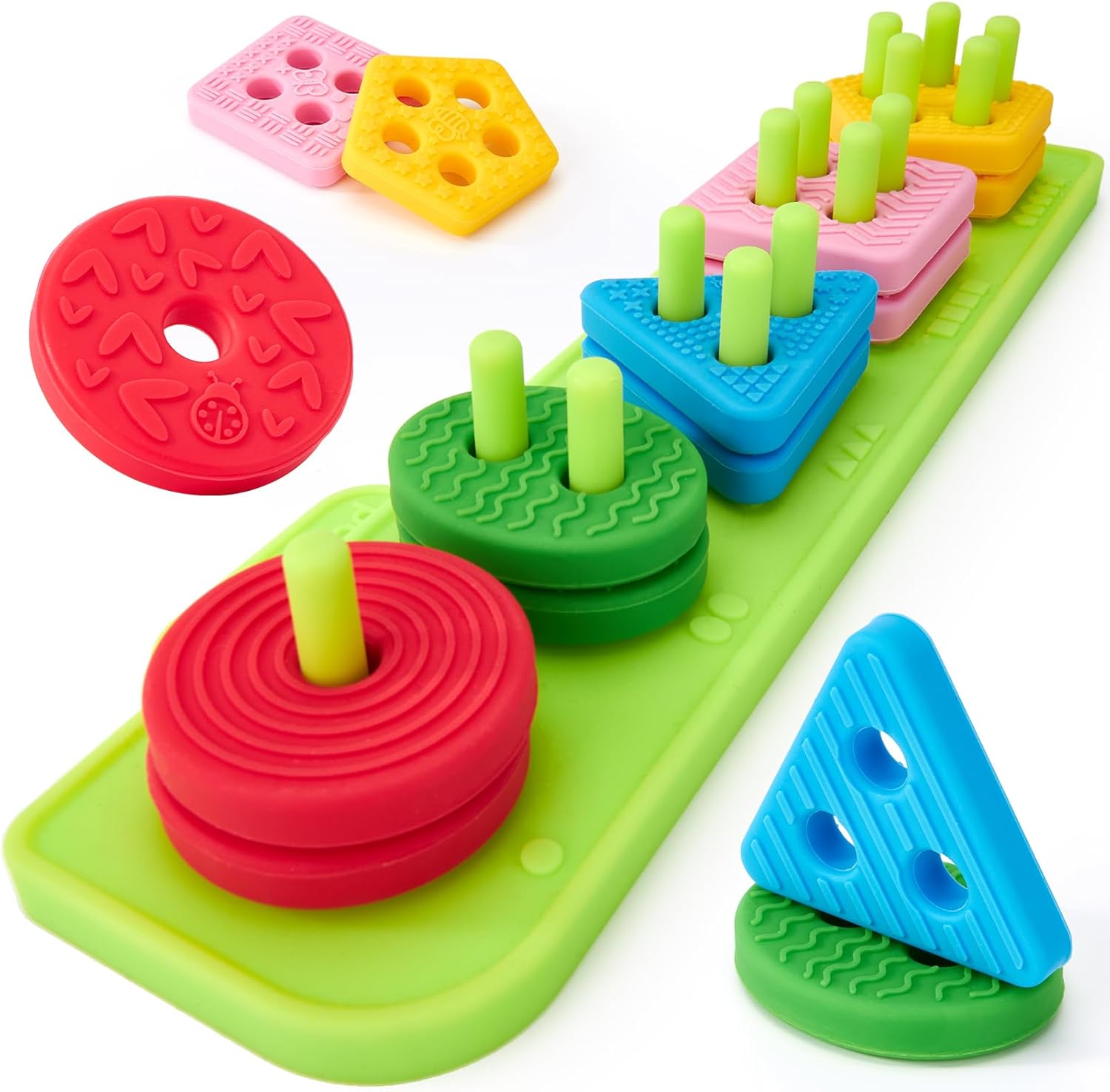 hahaland Juguetes Montessori 1 año - Silicona Bloques Apilables Blanda Puzzle Juego de Aprendizaje Sensorial