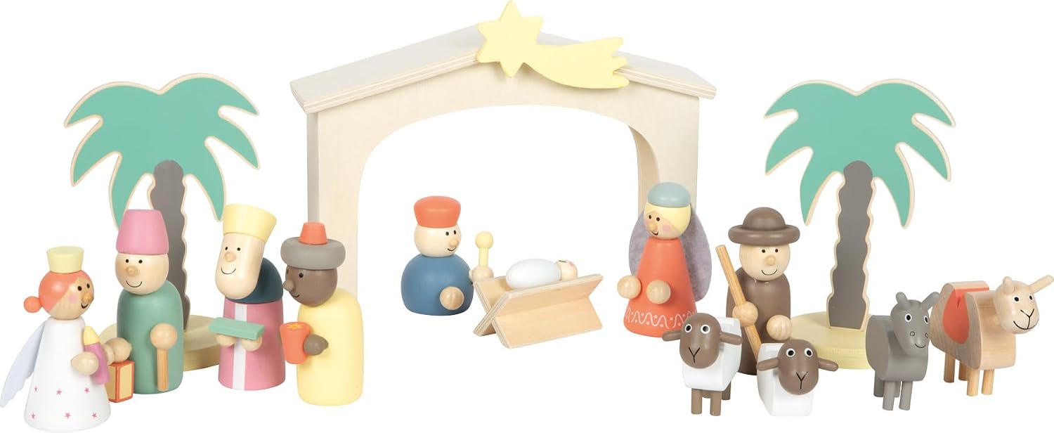 Small Foot Set Juego Belén de Madera Cuento de Navidad