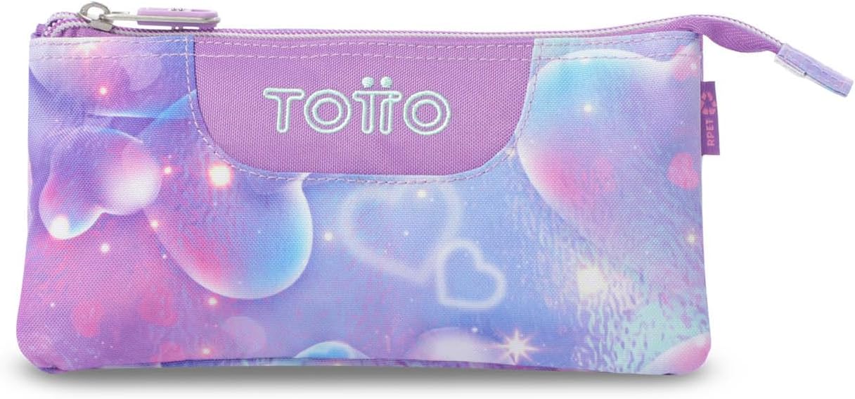 TOTTO - Estuche Escolar 3 Compartimentos, Modelo Tablero, Estampado Korina