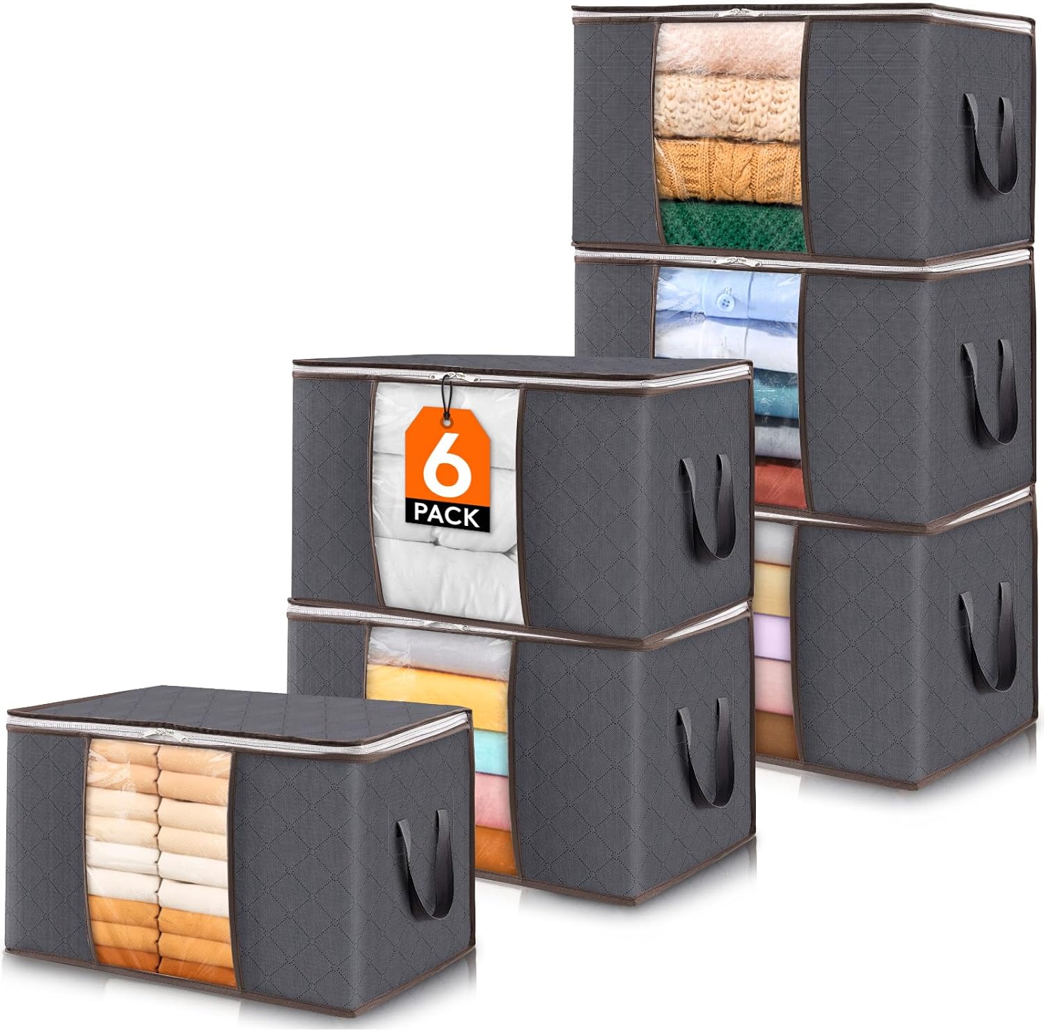 Lifewit Cajas Almacenaje Ropa, Bolsa almacenamiento ropa, Organizador Armario Plegable, 60L, 6 Piezas