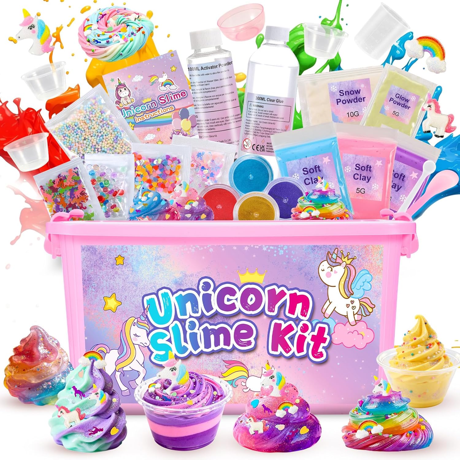 iKidiki Slime para Niñas, Regalo Niña 6 7 8 9 10 11 12 Años Unicornio Activador Slime Fluffy Kit