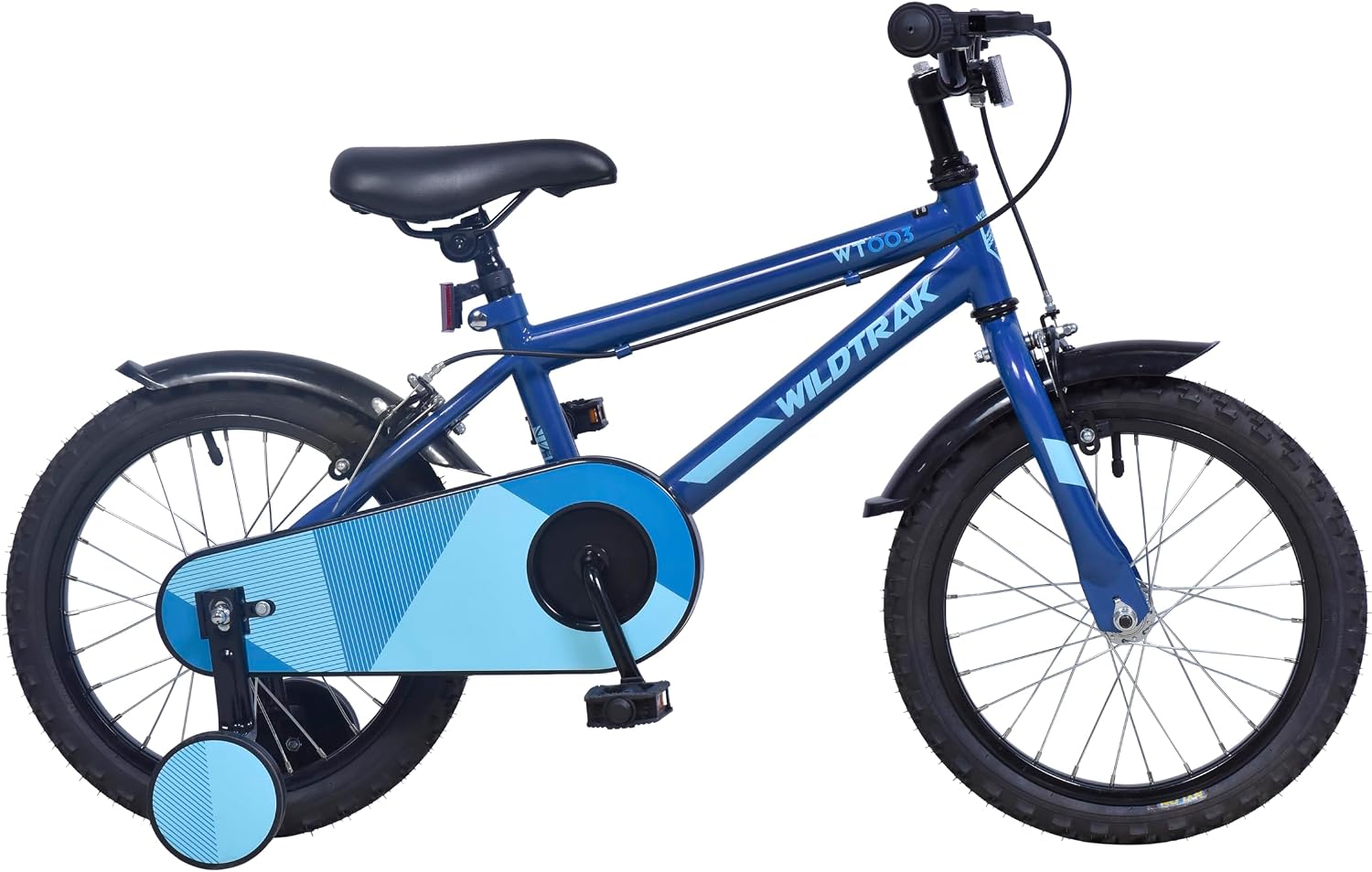 Wildtrak - Bicicleta 16 pulgadas para niños de 3 a 7 años con ruedines - Azul