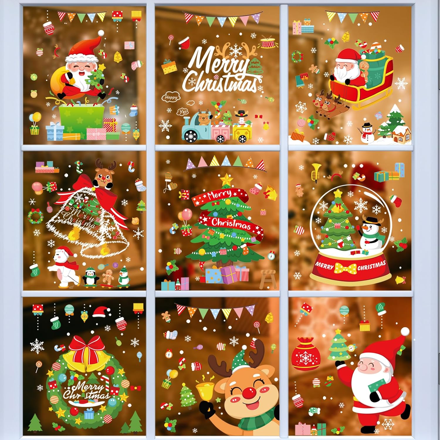 AUAUY 389Pz Navideñas Pegatinas para Ventanas Doble Cara